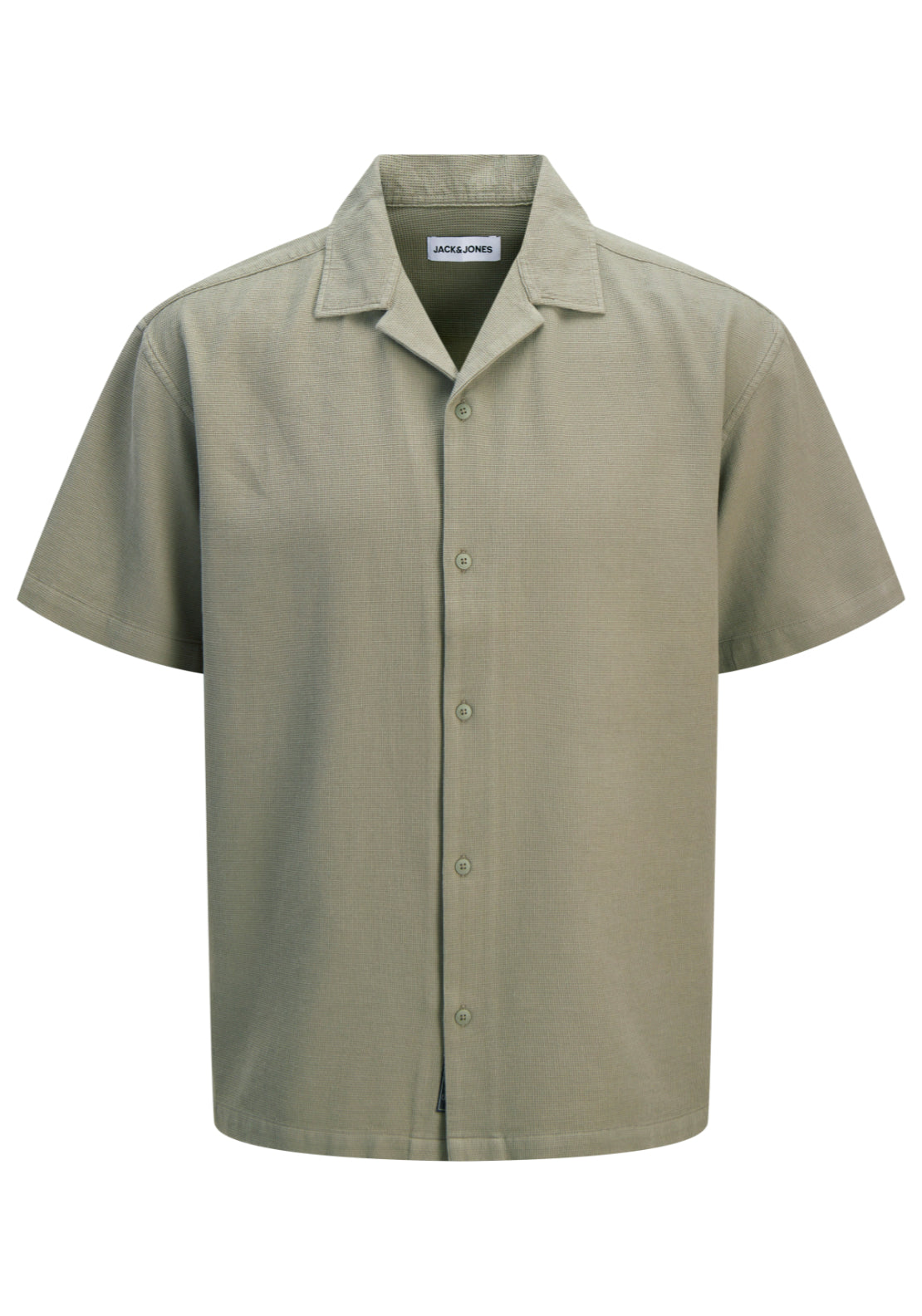 Jack &amp; Jones Short Sleeve Waffle Resort Shirt - Vetiver 6 Shaws Department Stores