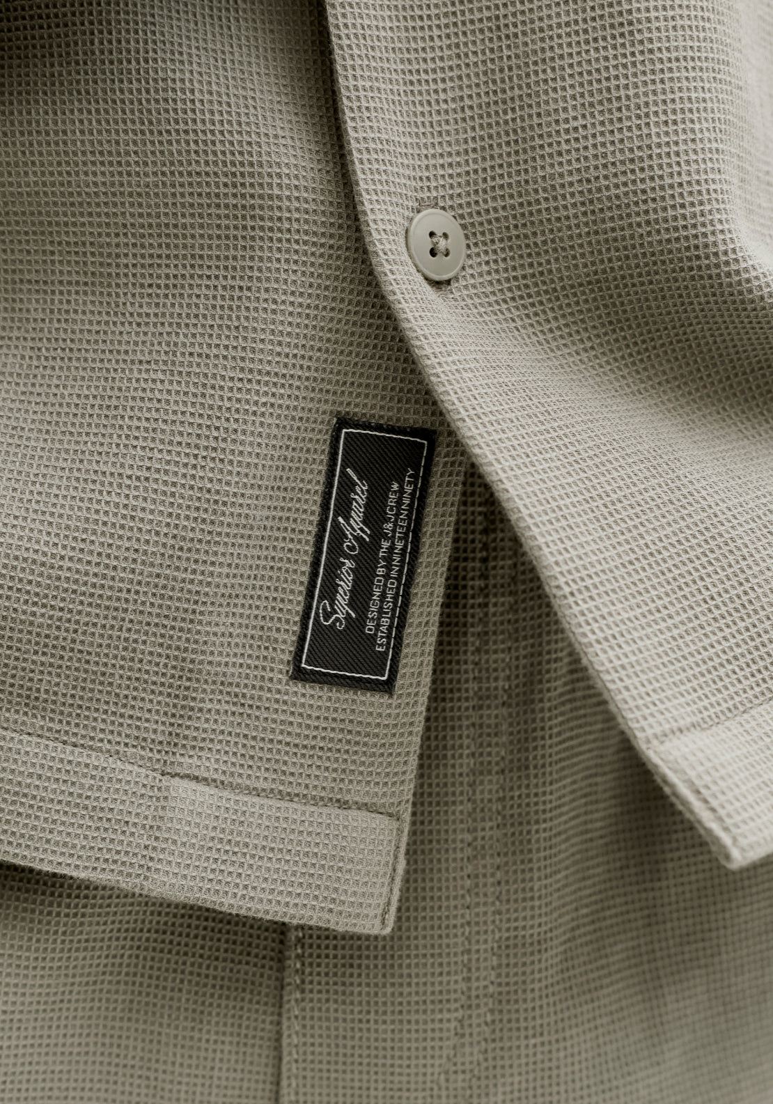 Jack &amp; Jones Short Sleeve Waffle Resort Shirt - Vetiver 4 Shaws Department Stores