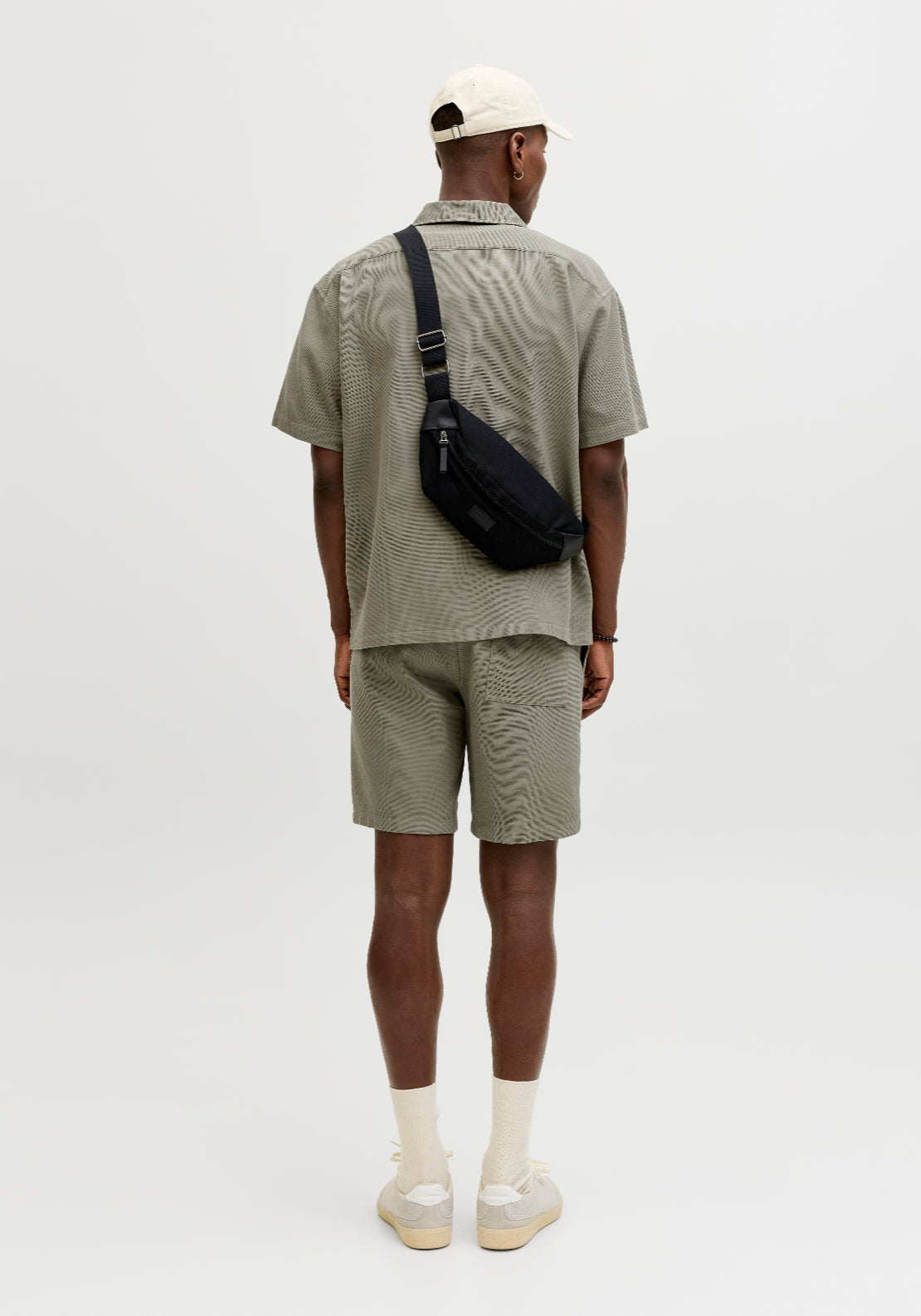 Jack &amp; Jones Short Sleeve Waffle Resort Shirt - Vetiver 2 Shaws Department Stores