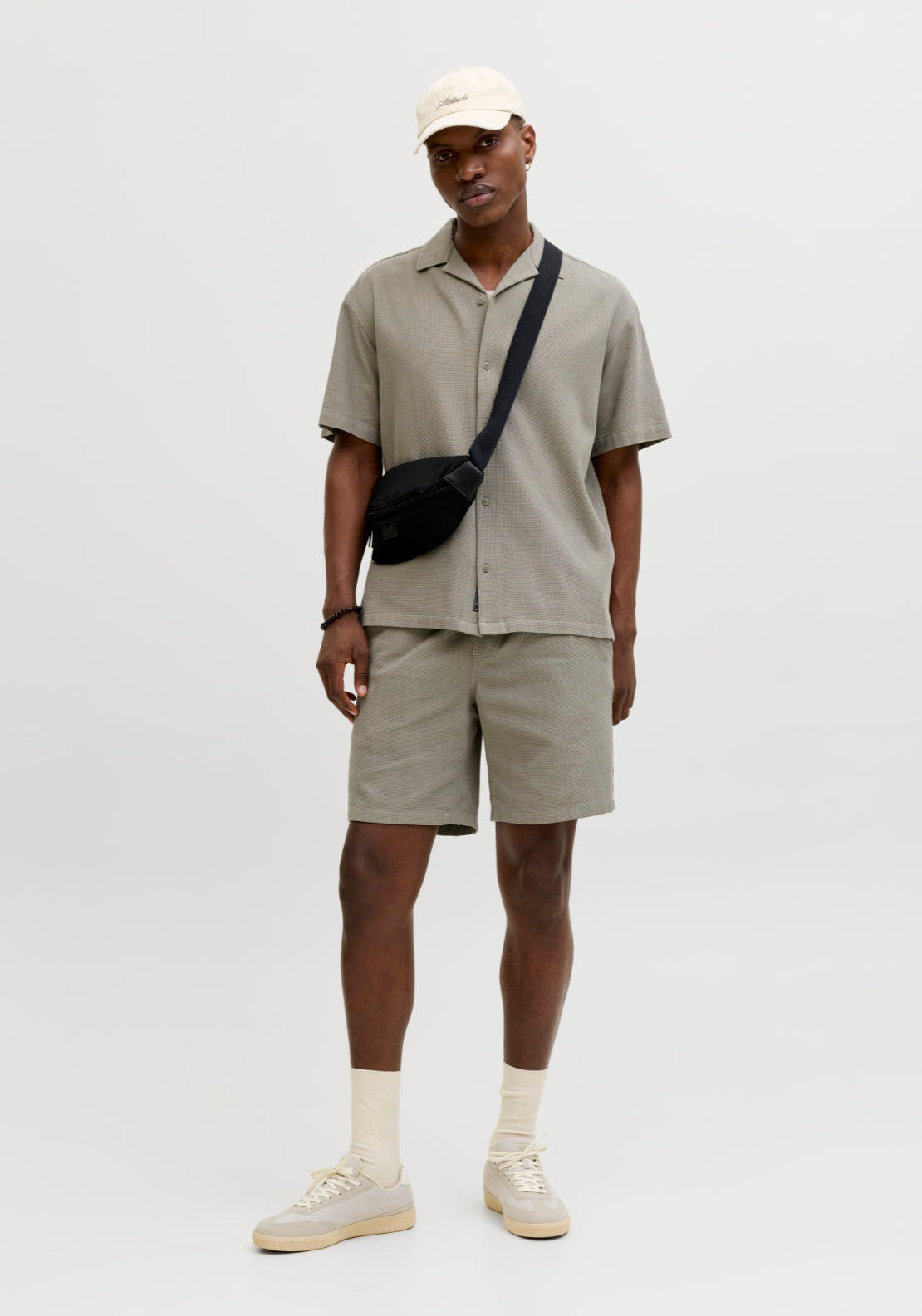 Jack &amp; Jones Waffle Resort Shorts - Vetiver 6 Shaws Department Stores