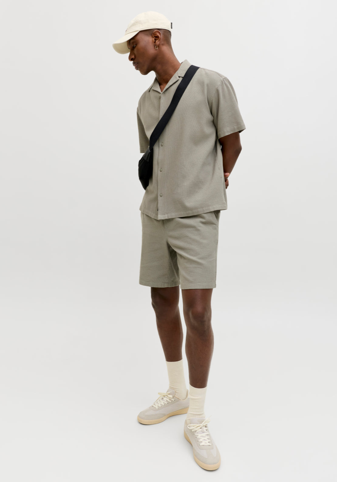 Jack &amp; Jones Waffle Resort Shorts - Vetiver 3 Shaws Department Stores