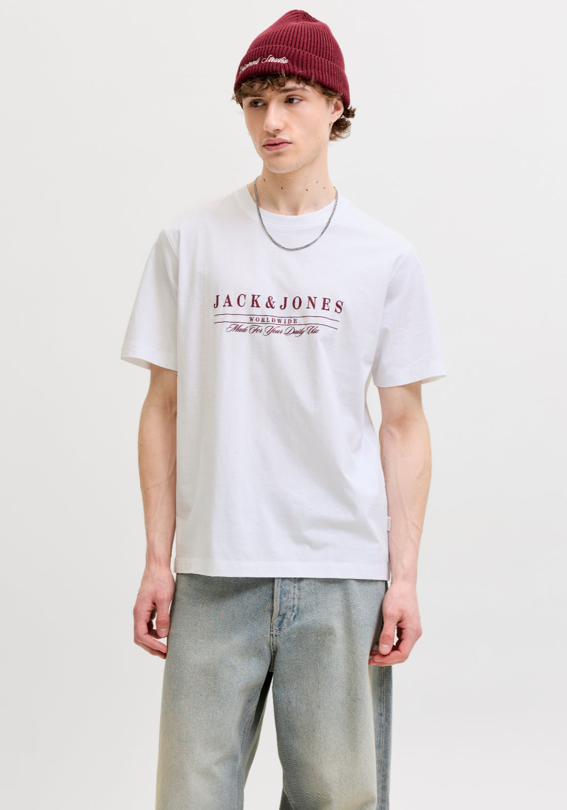 Jack &amp; Jones Short Sleeve Branded Cotton T-Shirt - White 1 Shaws Department Stores