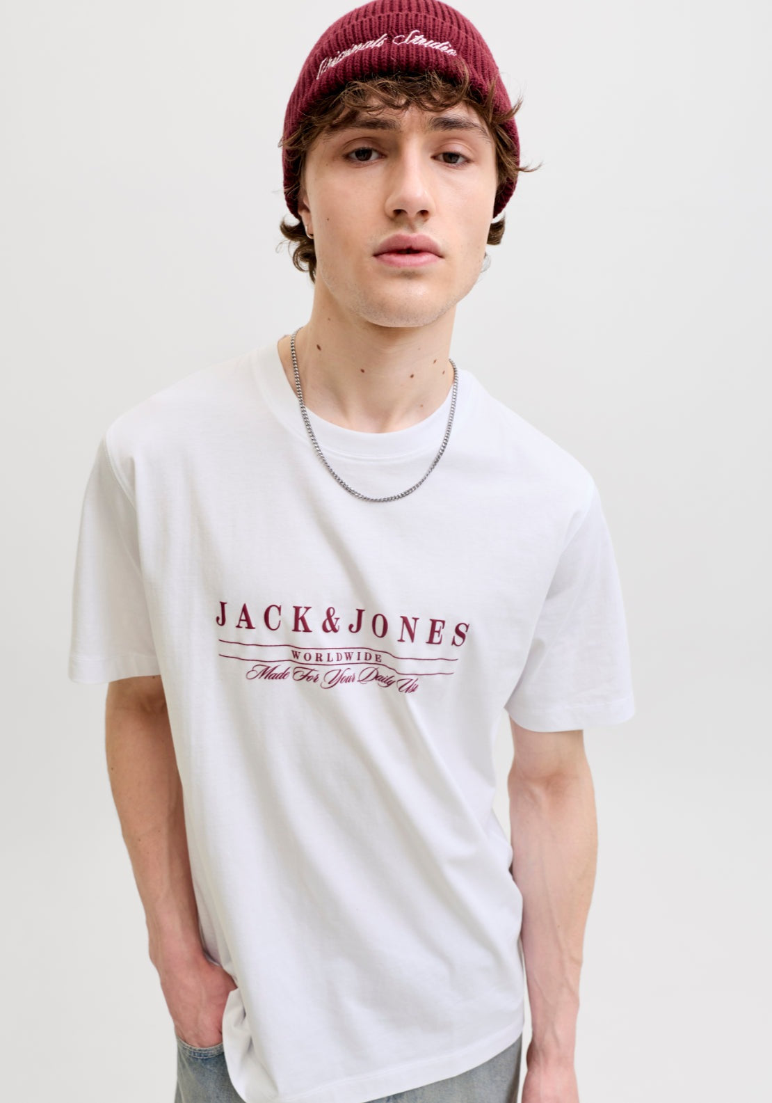 Jack &amp; Jones Short Sleeve Branded Cotton T-Shirt - White 3 Shaws Department Stores