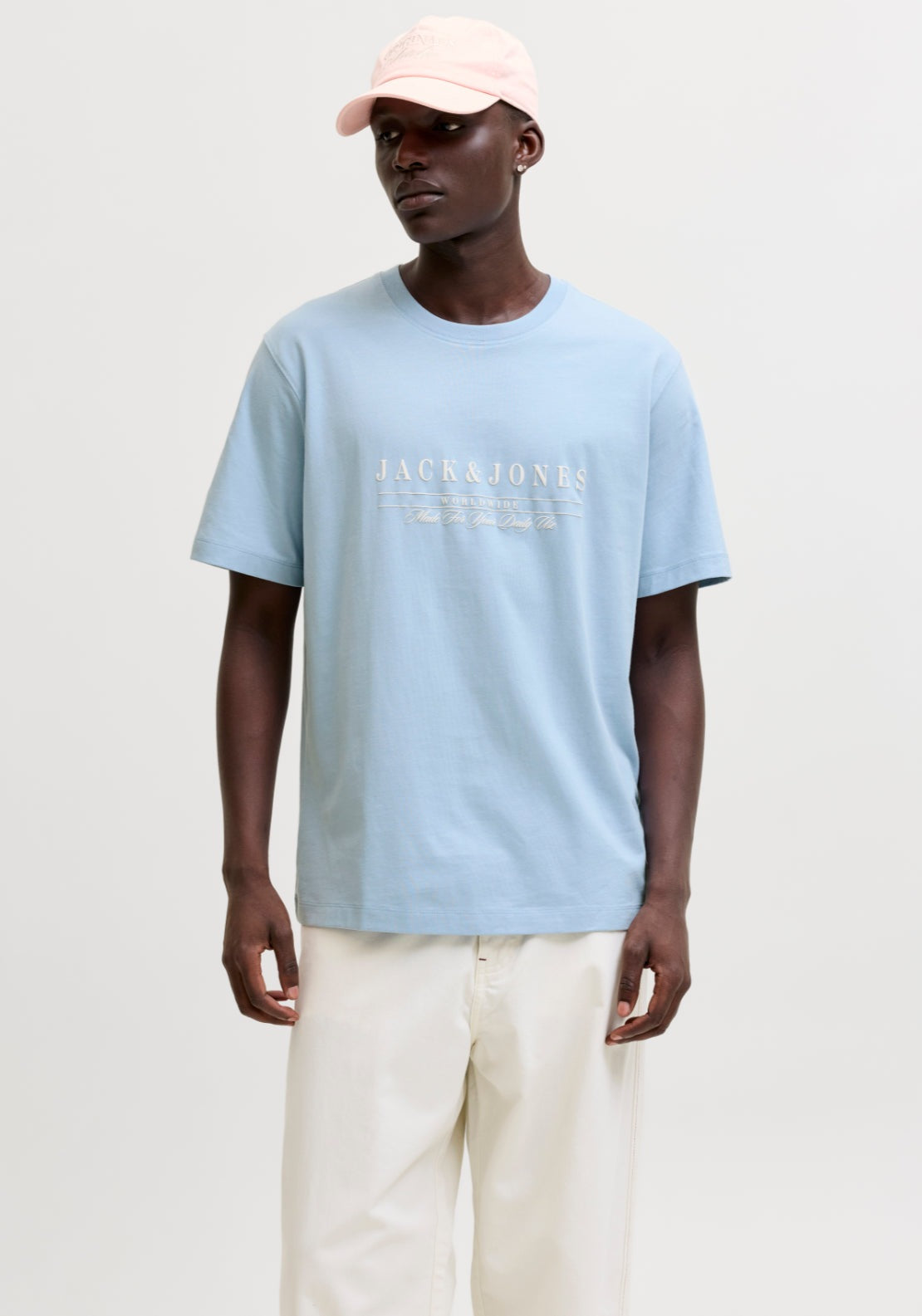 Jack &amp; Jones Short Sleeve Branded Cotton T-Shirt - Blue 1 Shaws Department Stores
