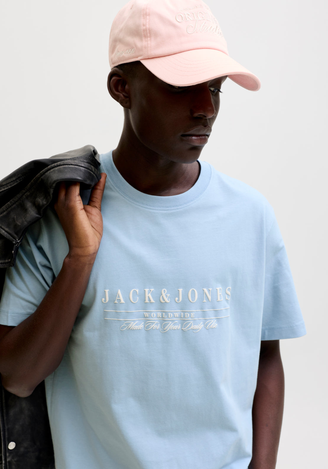 Jack &amp; Jones Short Sleeve Branded Cotton T-Shirt - Blue 3 Shaws Department Stores