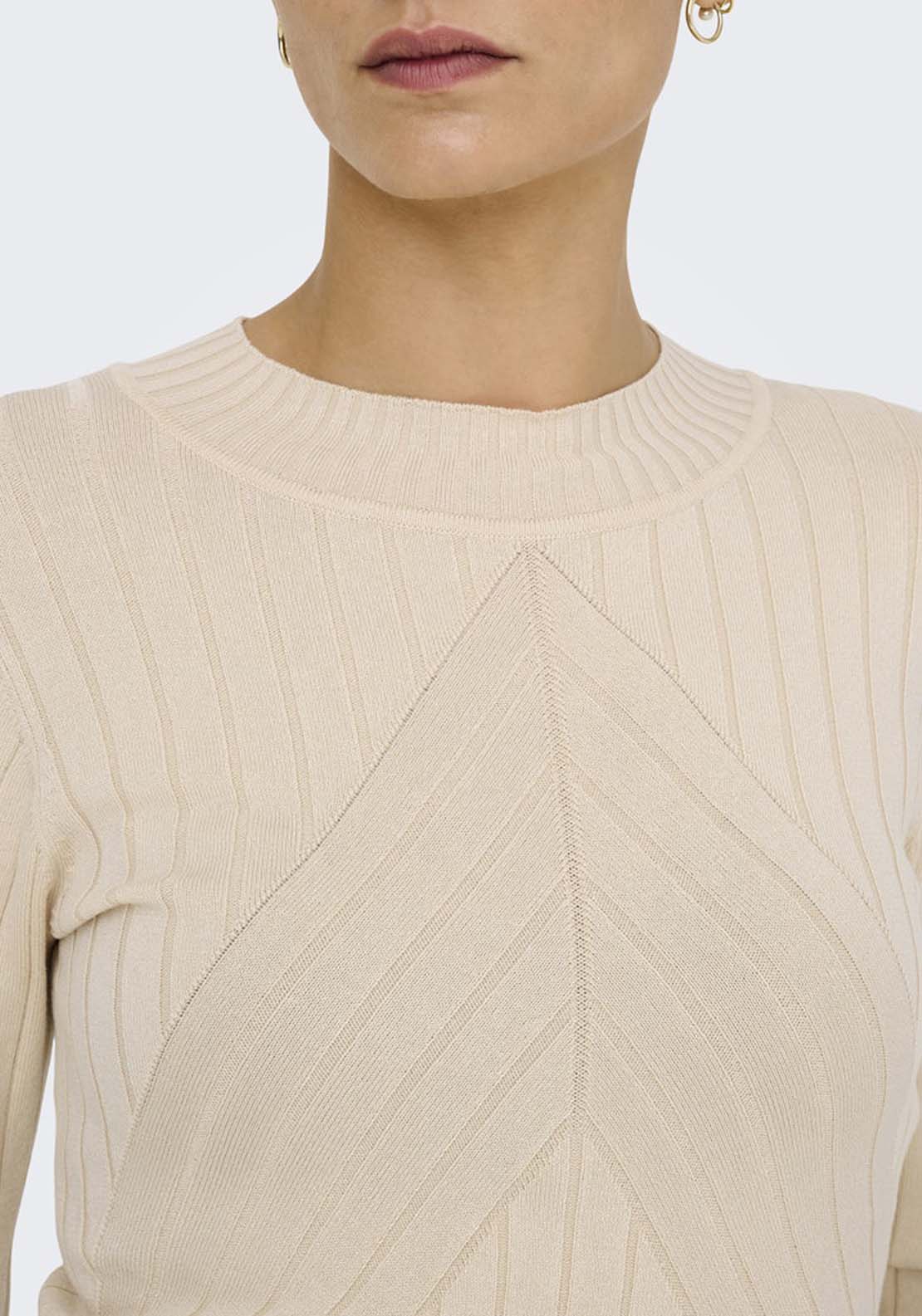 Jdy Long Sleeve Round Neck Jumper - Sandshell 3 Shaws Department Stores