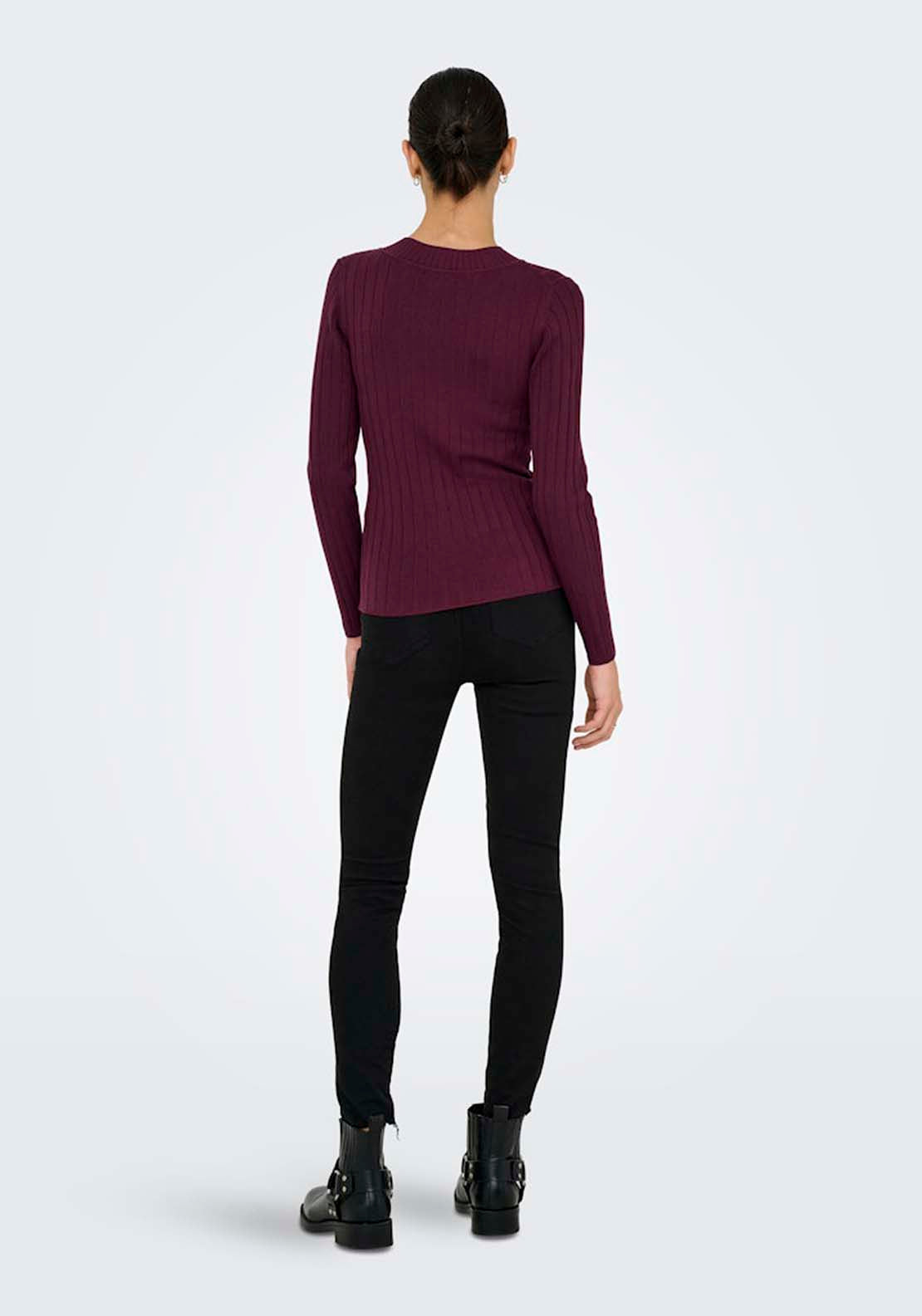 Jdy Long Sleeve Round Neck Jumper - Maroon Banner 2 Shaws Department Stores