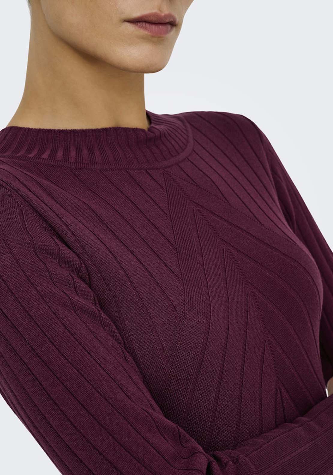 Jdy Long Sleeve Round Neck Jumper - Maroon Banner 3 Shaws Department Stores
