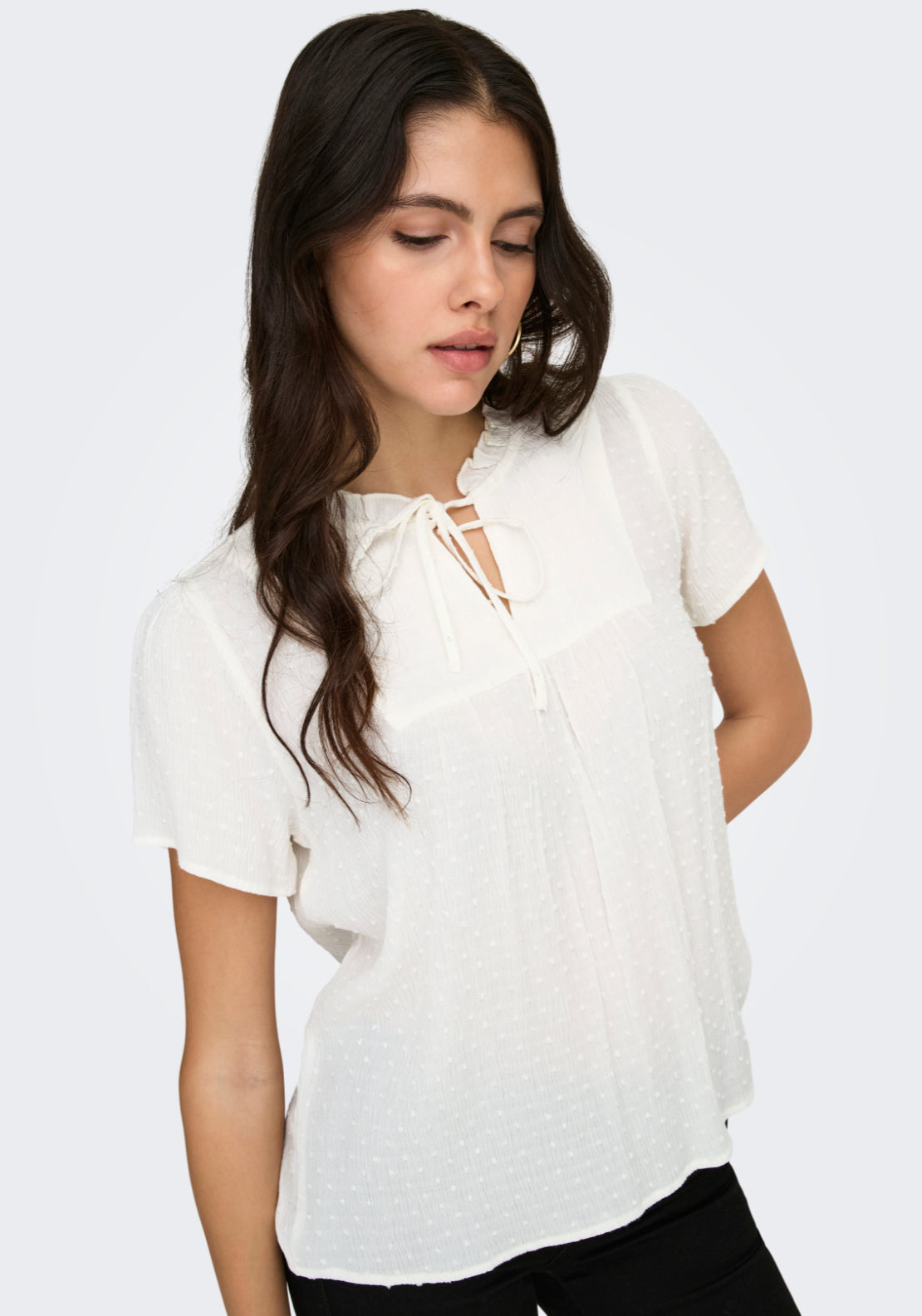 Jdy Lima Life Short Sleeve Top - Cloud Dancer 4 Shaws Department Stores