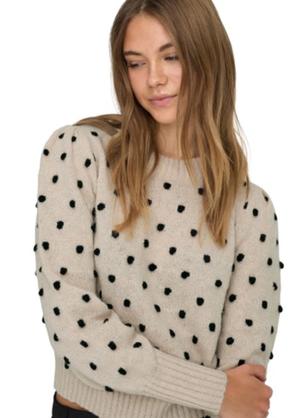 Sigrid Life Long Sleeve Pullover - Cement/black Dots