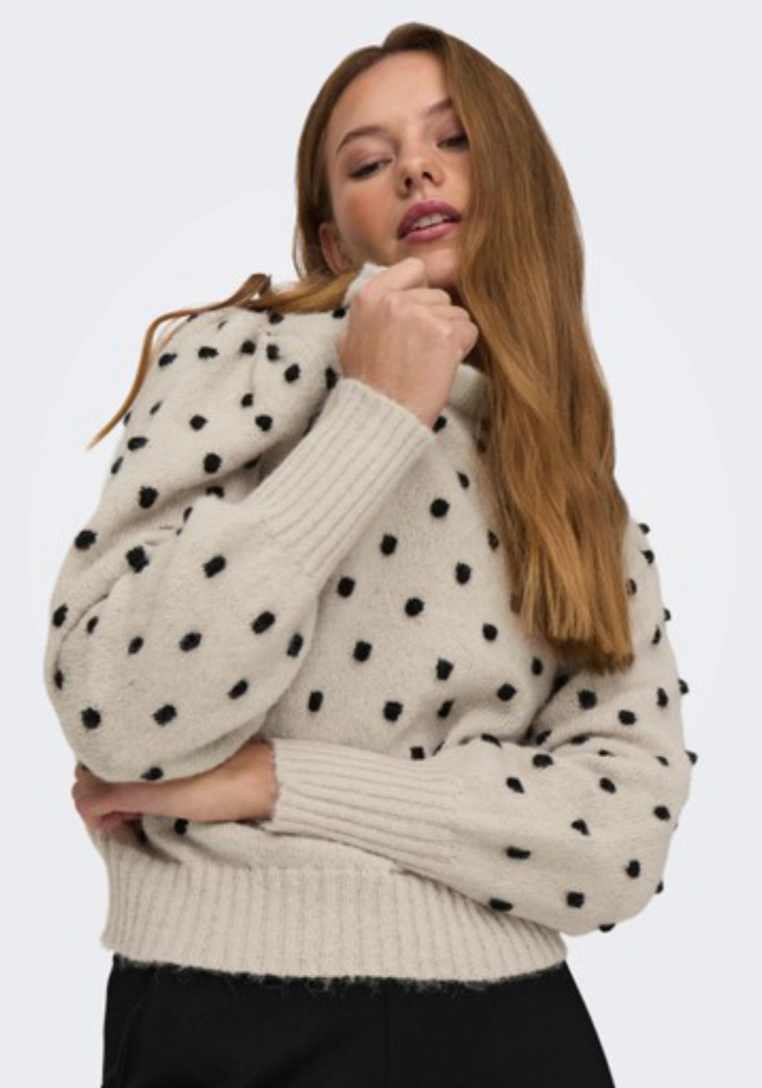 Sigrid Life Long Sleeve Pullover - Cement/black Dots
