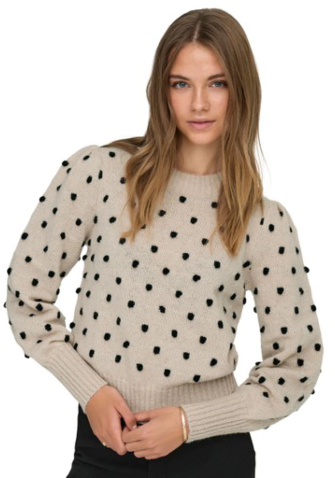 Sigrid Life Long Sleeve Pullover - Cement/black Dots
