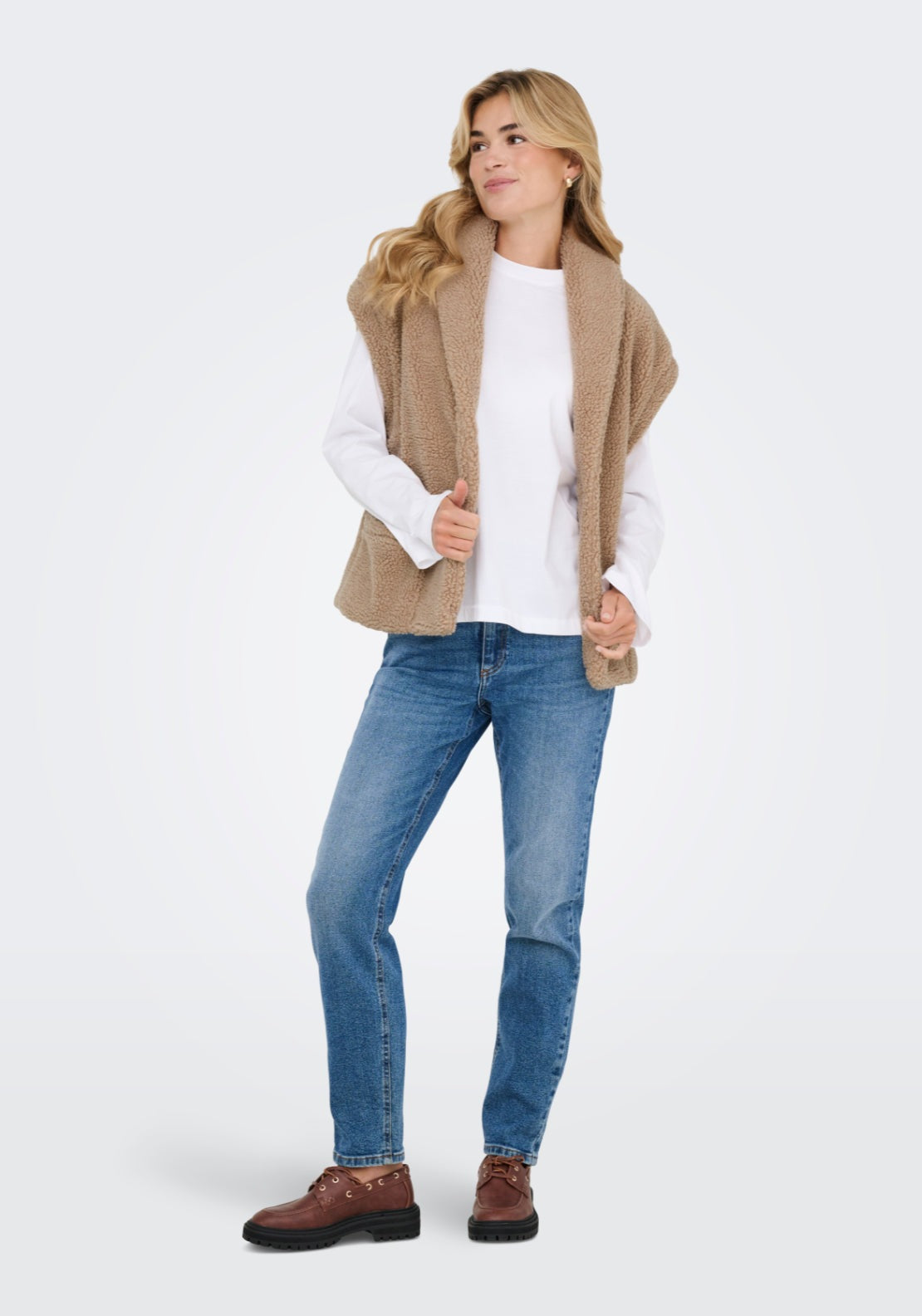 Jdy Birdy Teddy Waistcoat - Stucco 5 Shaws Department Stores