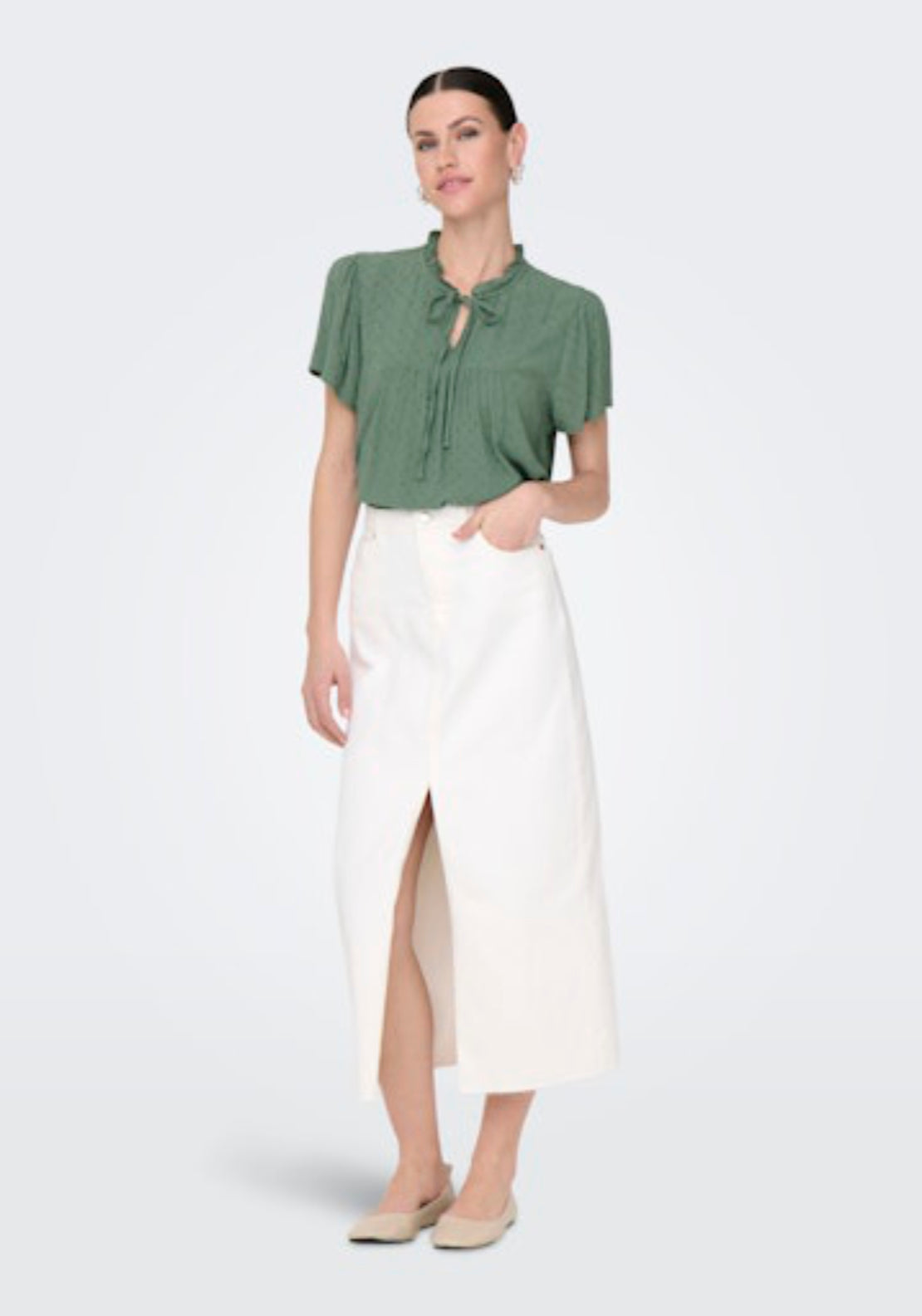 Jdy Lima Life Short Sleeve Top - Green 5 Shaws Department Stores
