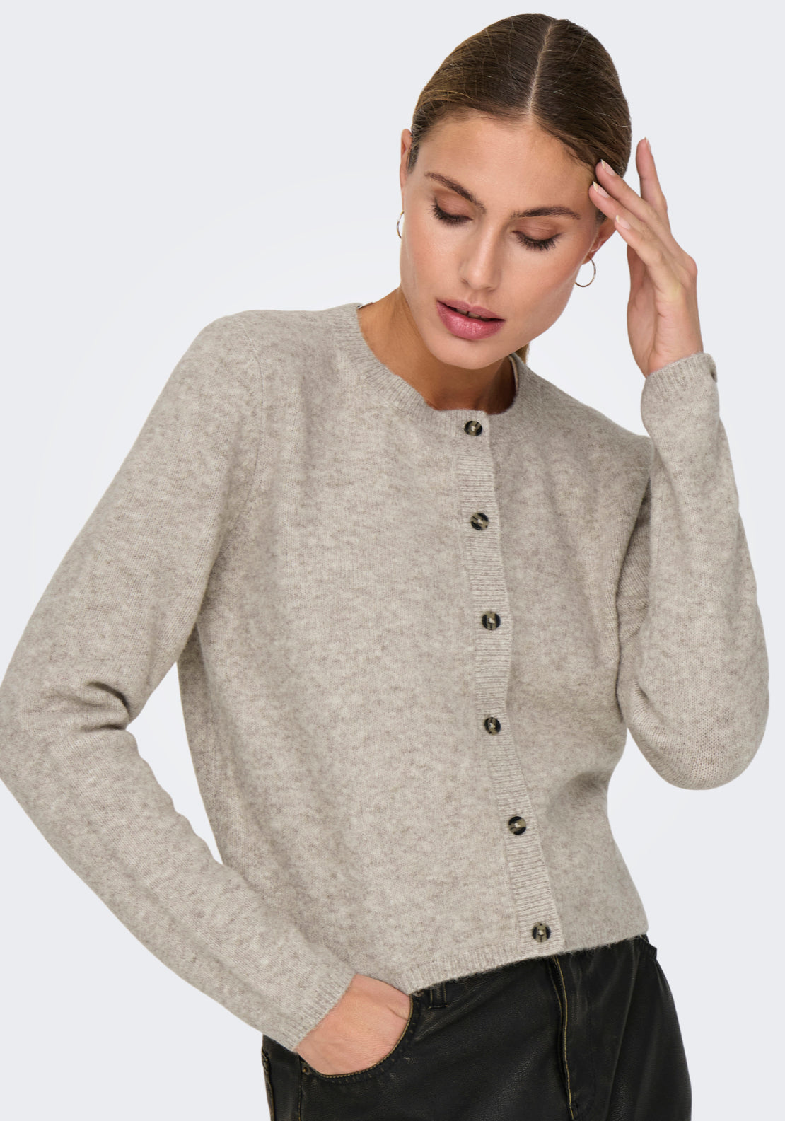 Jdy Chloe Long Sleeve Cardigan - Turtledove Melange 1 Shaws Department Stores