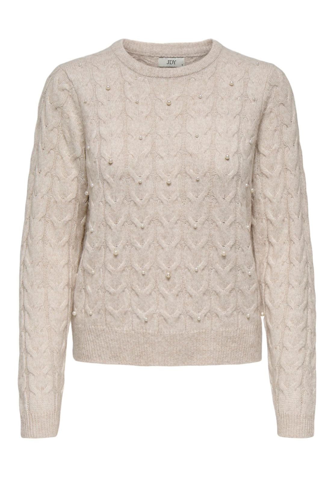 Jdy Round Neck Pearl Jumper - Grey 1 Shaws Department Stores