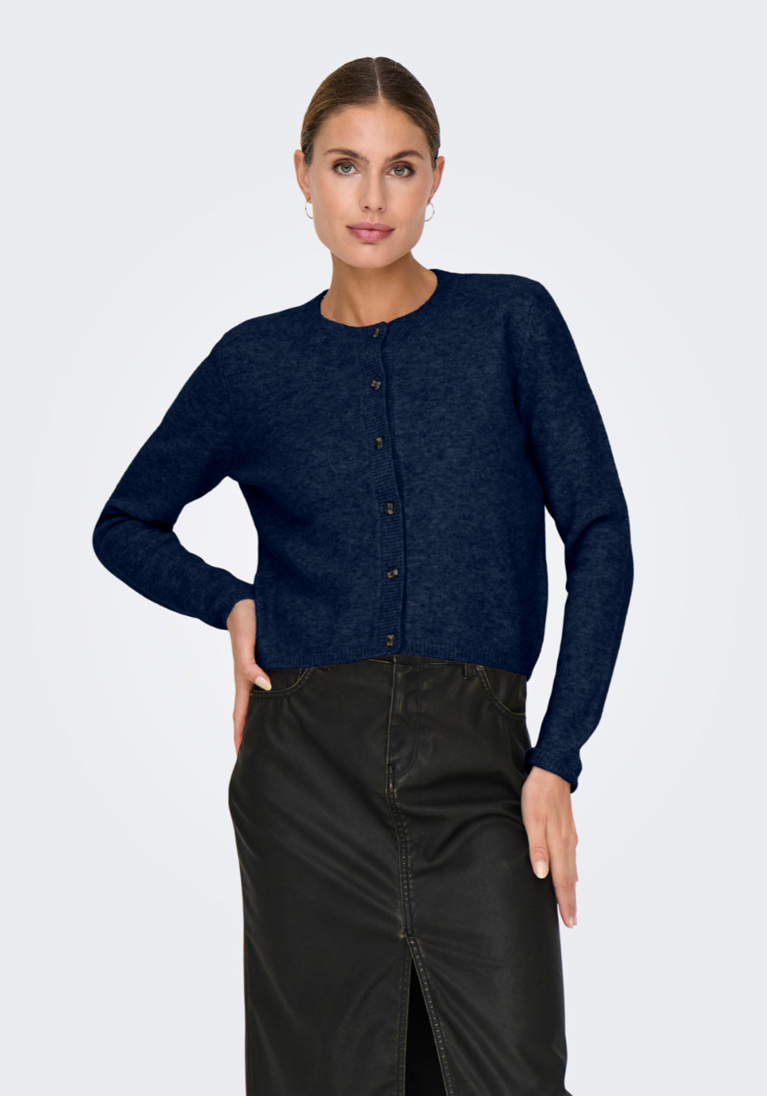 Jdy Chloe Long Sleeve Cardigan - Night Sky Melange 1 Shaws Department Stores