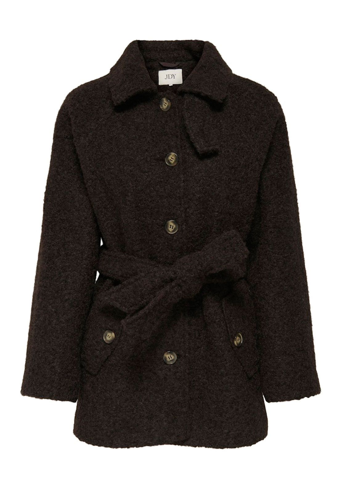 Jdy Boucle Coat With Belt - Brown 6 Shaws Department Stores