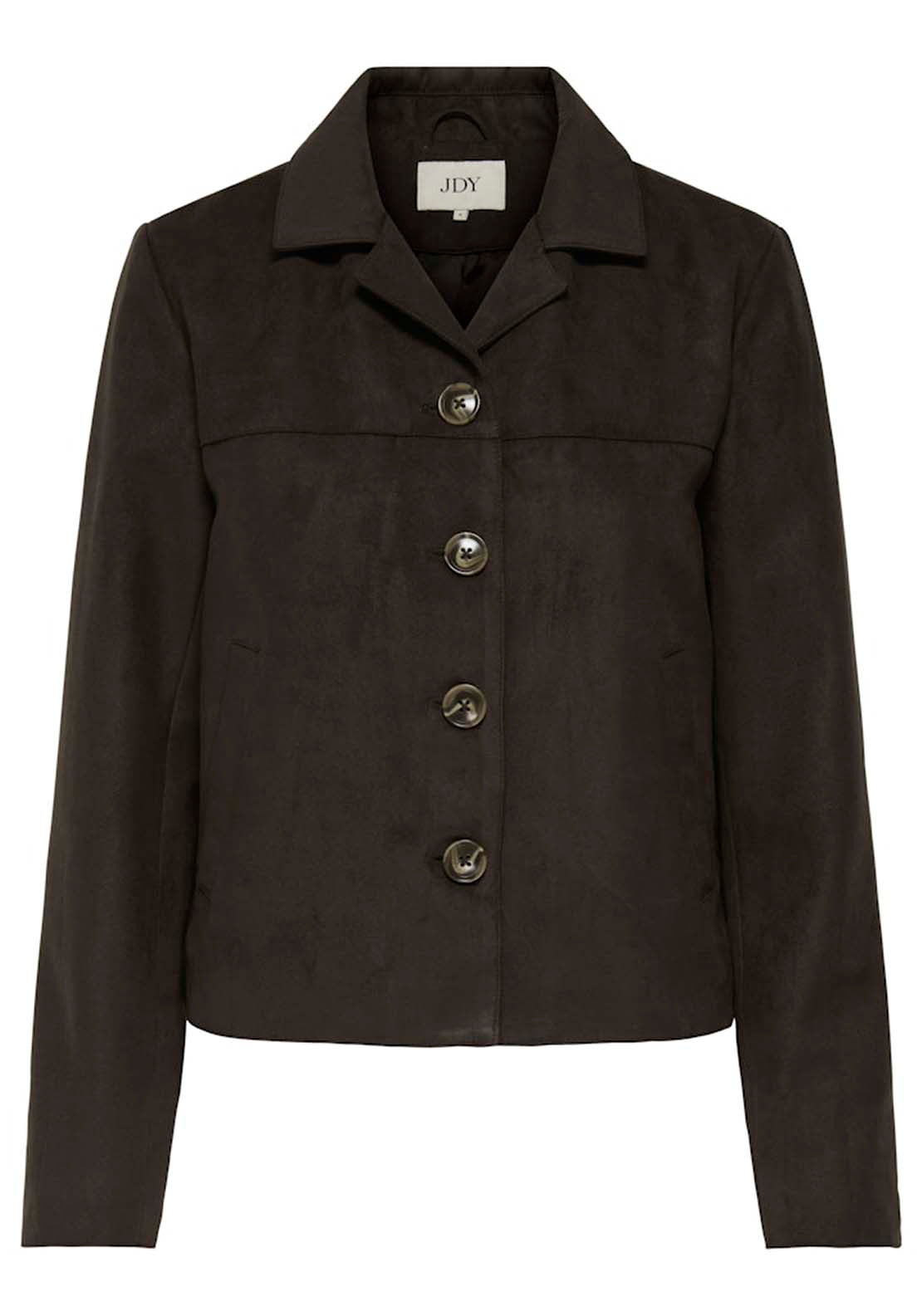 Jdy Faux Suede Short Buttoned Jacket - Brown 3 Shaws Department Stores