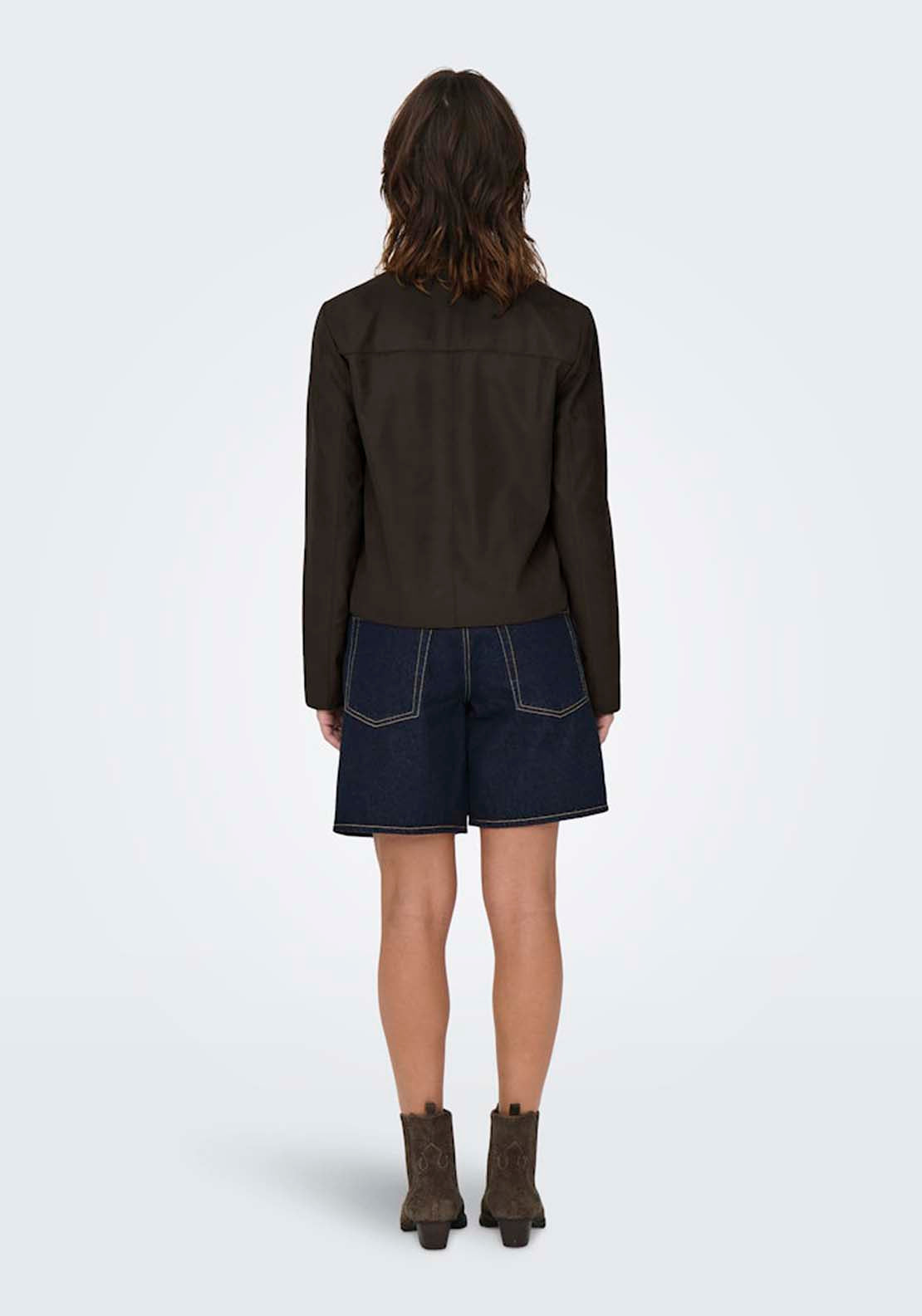 Jdy Faux Suede Short Buttoned Jacket - Brown 2 Shaws Department Stores