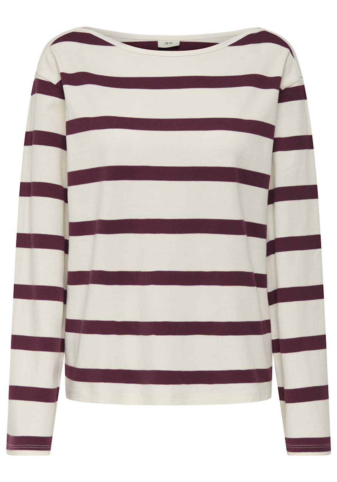 Jdy Long Sleeve Top - Cloud Dancer Maroon Banner 1 Shaws Department Stores