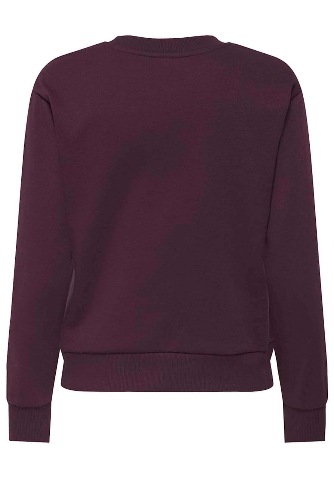 Jdy Long Sleeve Round Neck Sweatshirt - Maroon Banner Tone In Tone 2 Shaws Department Stores