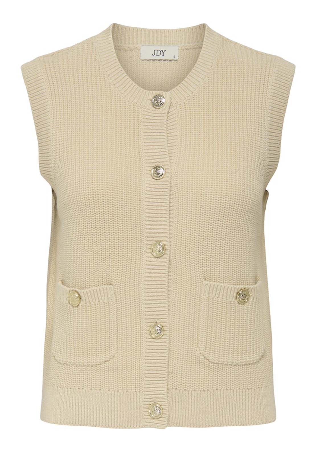 Jdy Sleveless Knitted Vest With Buttons - Grey 1 Shaws Department Stores