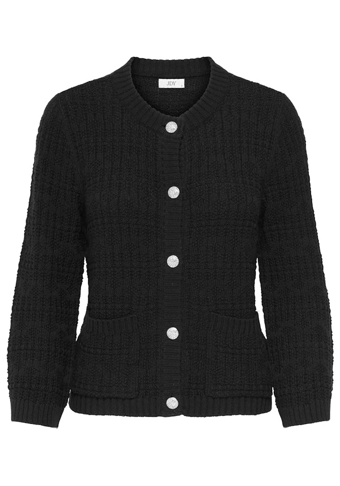 Jdy Long Sleeve Short Buttoned Cardigan - Black 1 Shaws Department Stores