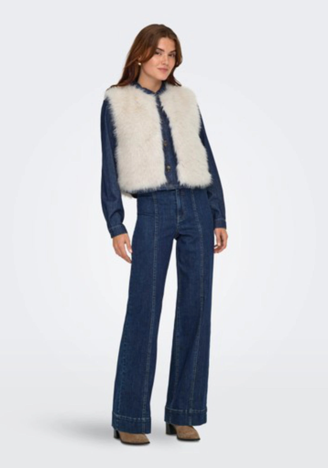 Ora Faux Fur Waistcoat - Birch