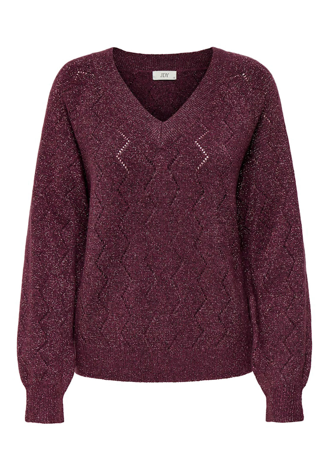 Jdy Long Sleeve V Neck Jumper - Fig W. Dtm Lurex 6 Shaws Department Stores
