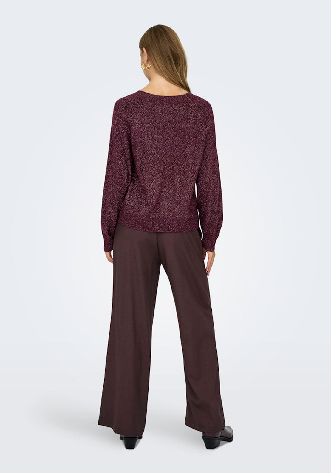 Jdy Long Sleeve V Neck Jumper - Fig W. Dtm Lurex 2 Shaws Department Stores