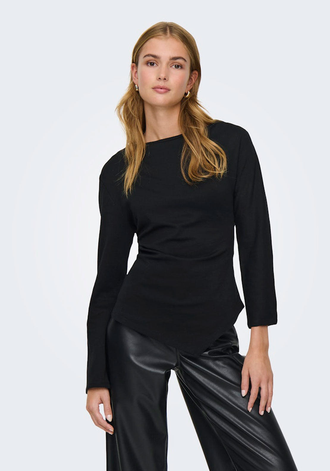 Jdy Long Sleeve Asymetric Top - Black 3 Shaws Department Stores