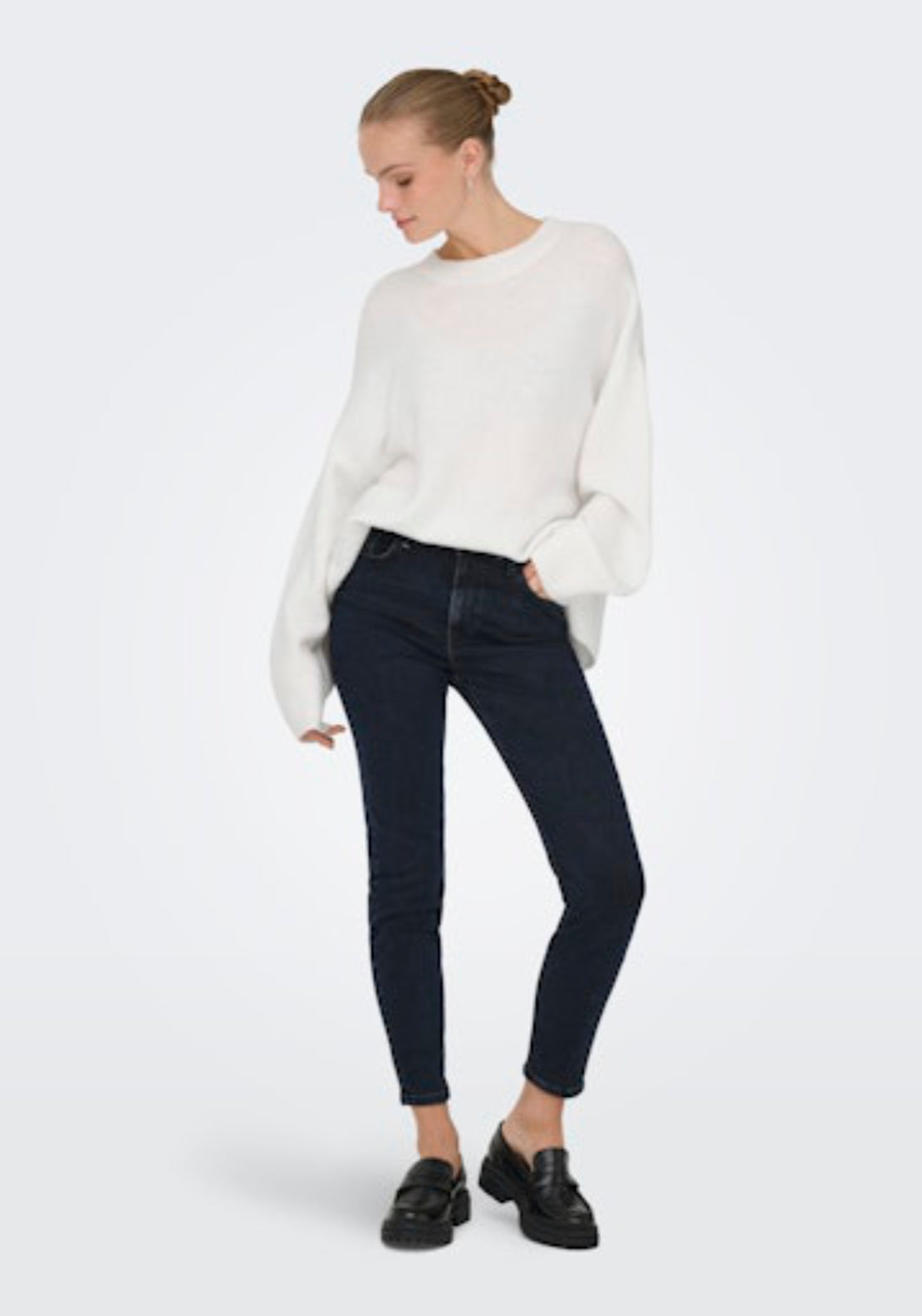 Jdy Sonja Long Sleeve O-Neck Pullover - White 5 Shaws Department Stores