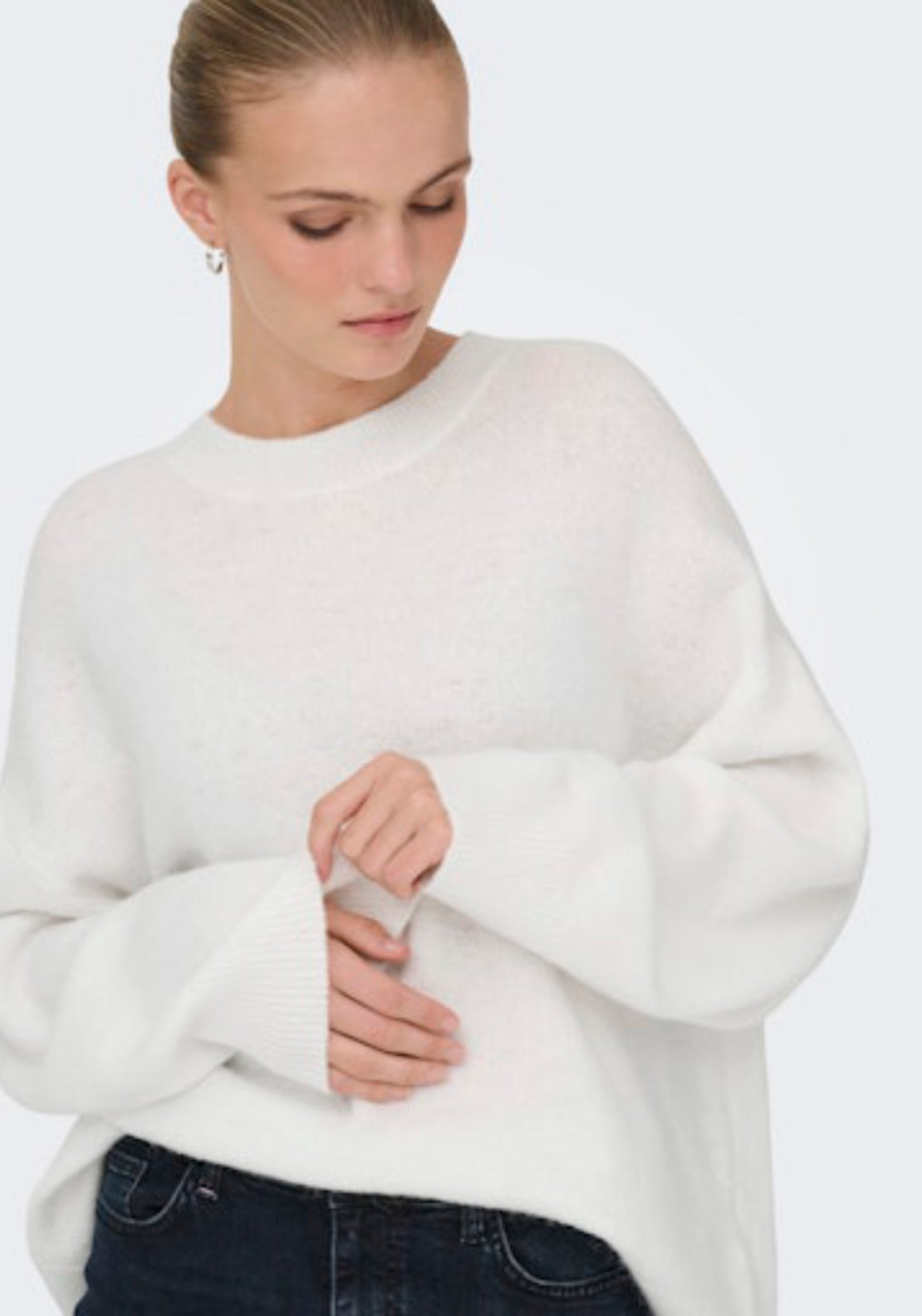 Jdy Sonja Long Sleeve O-Neck Pullover - White 4 Shaws Department Stores