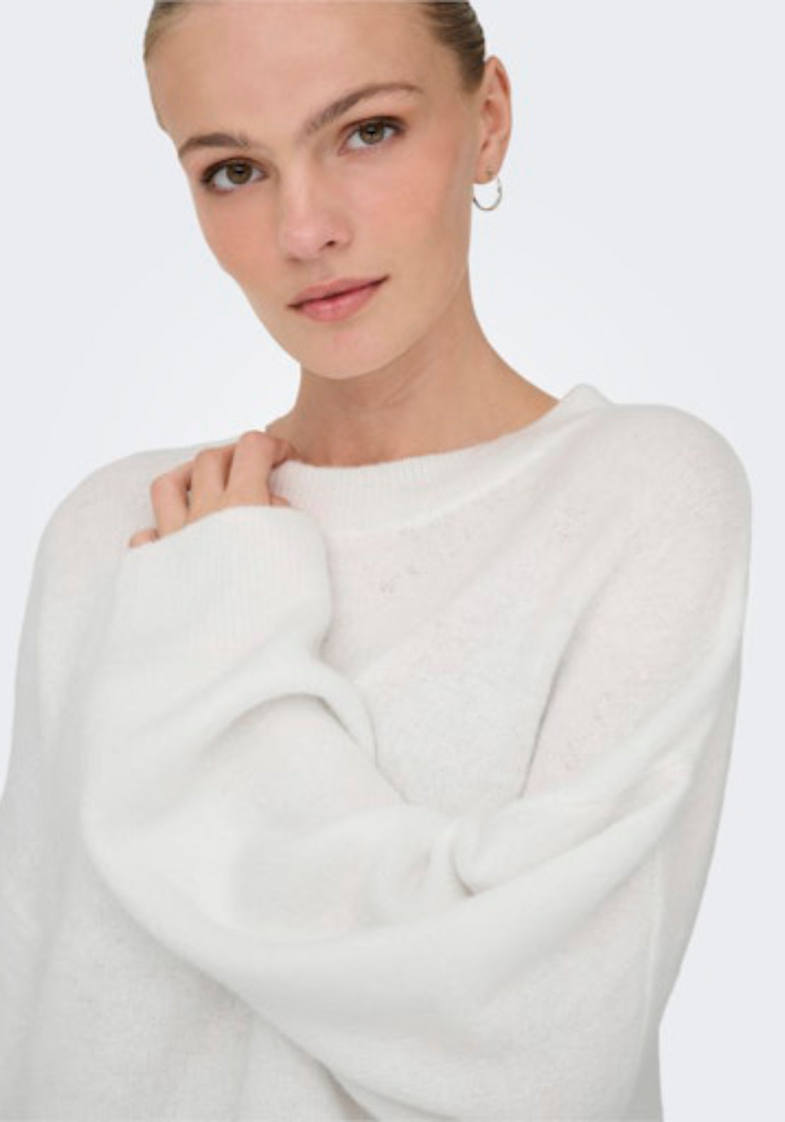 Jdy Sonja Long Sleeve O-Neck Pullover - White 3 Shaws Department Stores