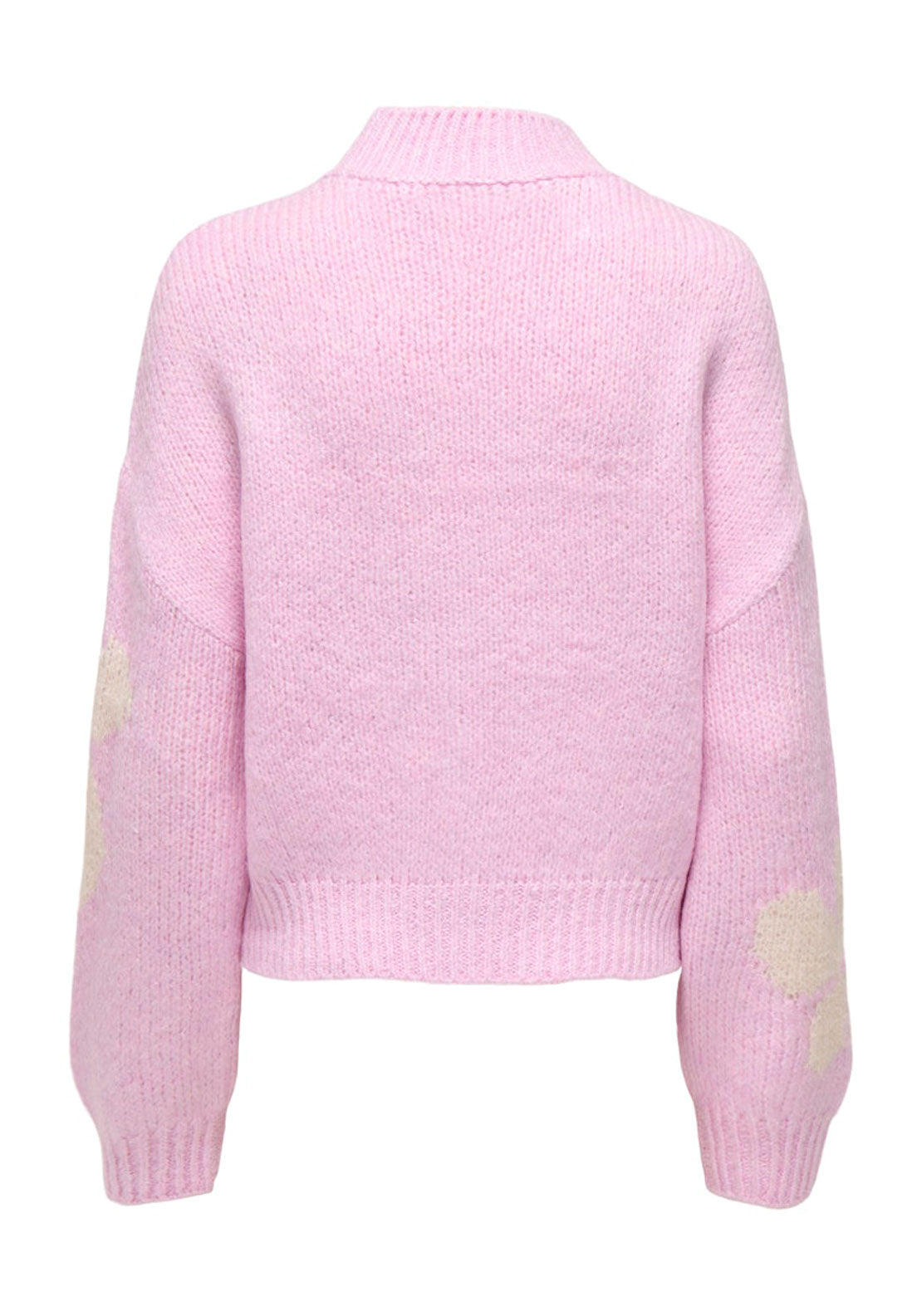Jdy Long Sleeve Jacquard Pullover - Pink Lady Whitecap Gray 7 Shaws Department Stores