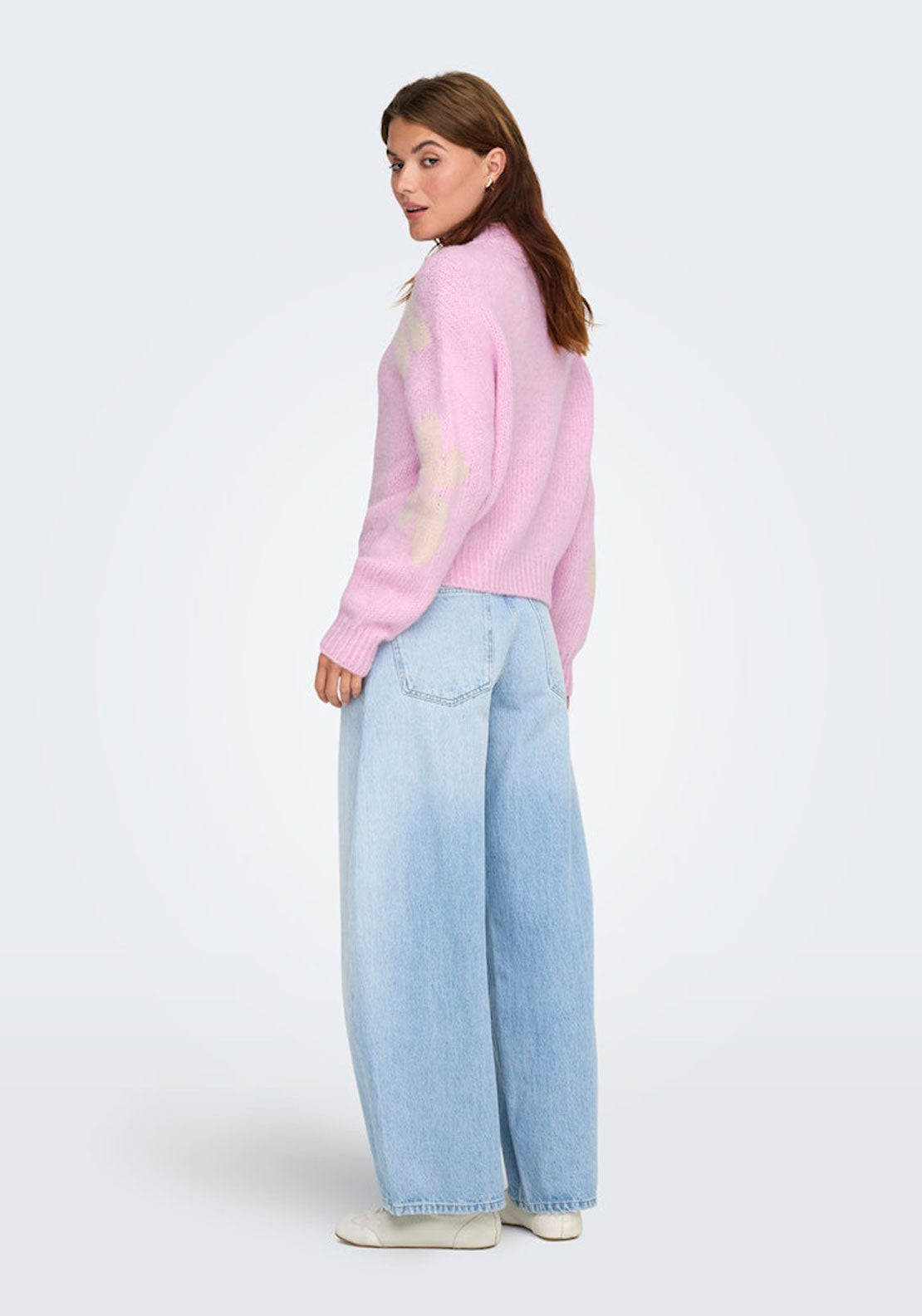 Jdy Long Sleeve Jacquard Pullover - Pink Lady Whitecap Gray 2 Shaws Department Stores