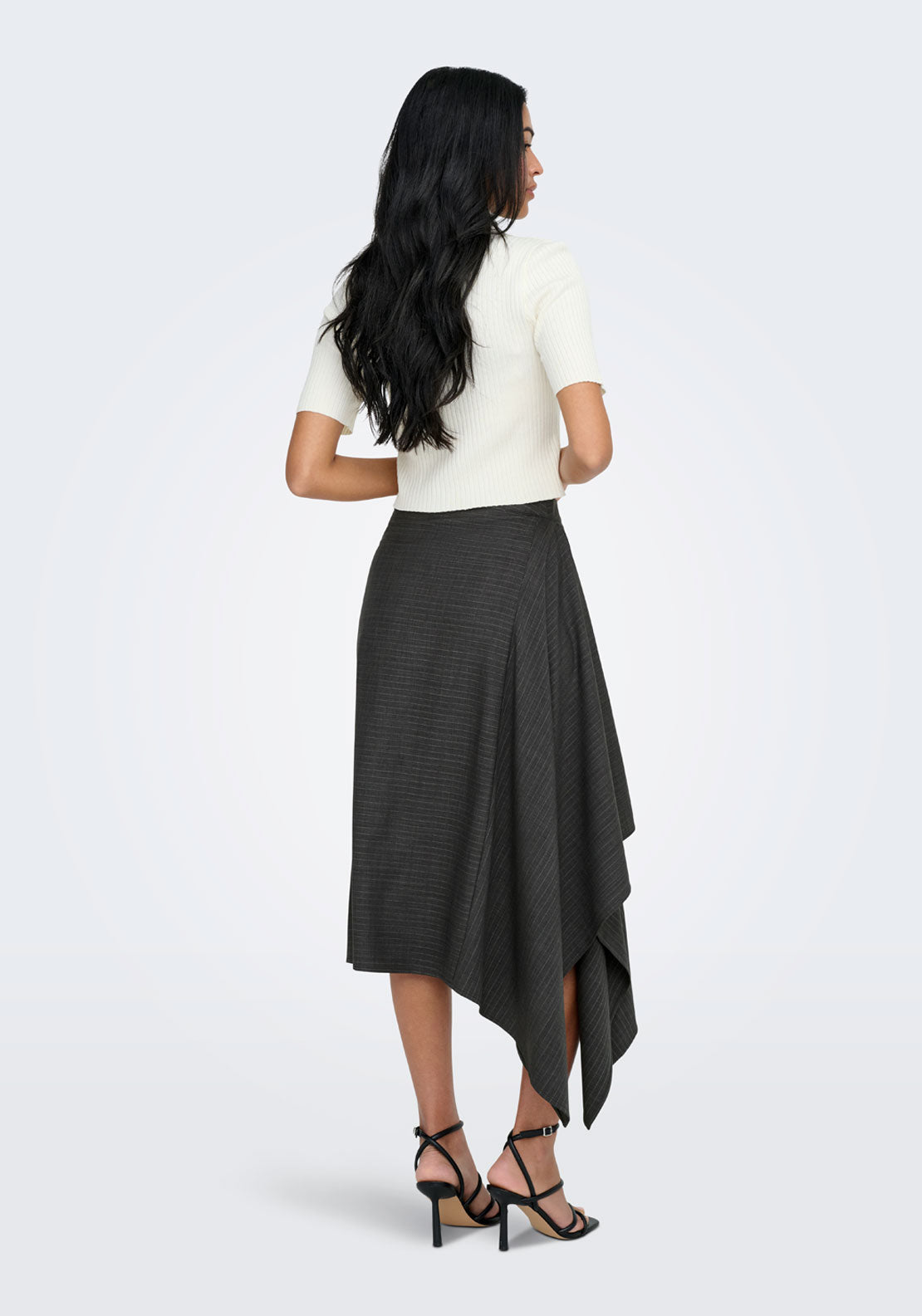Jdy Ara High Waist Midi Asymmetric Skirt - Grey 2 Shaws Department Stores
