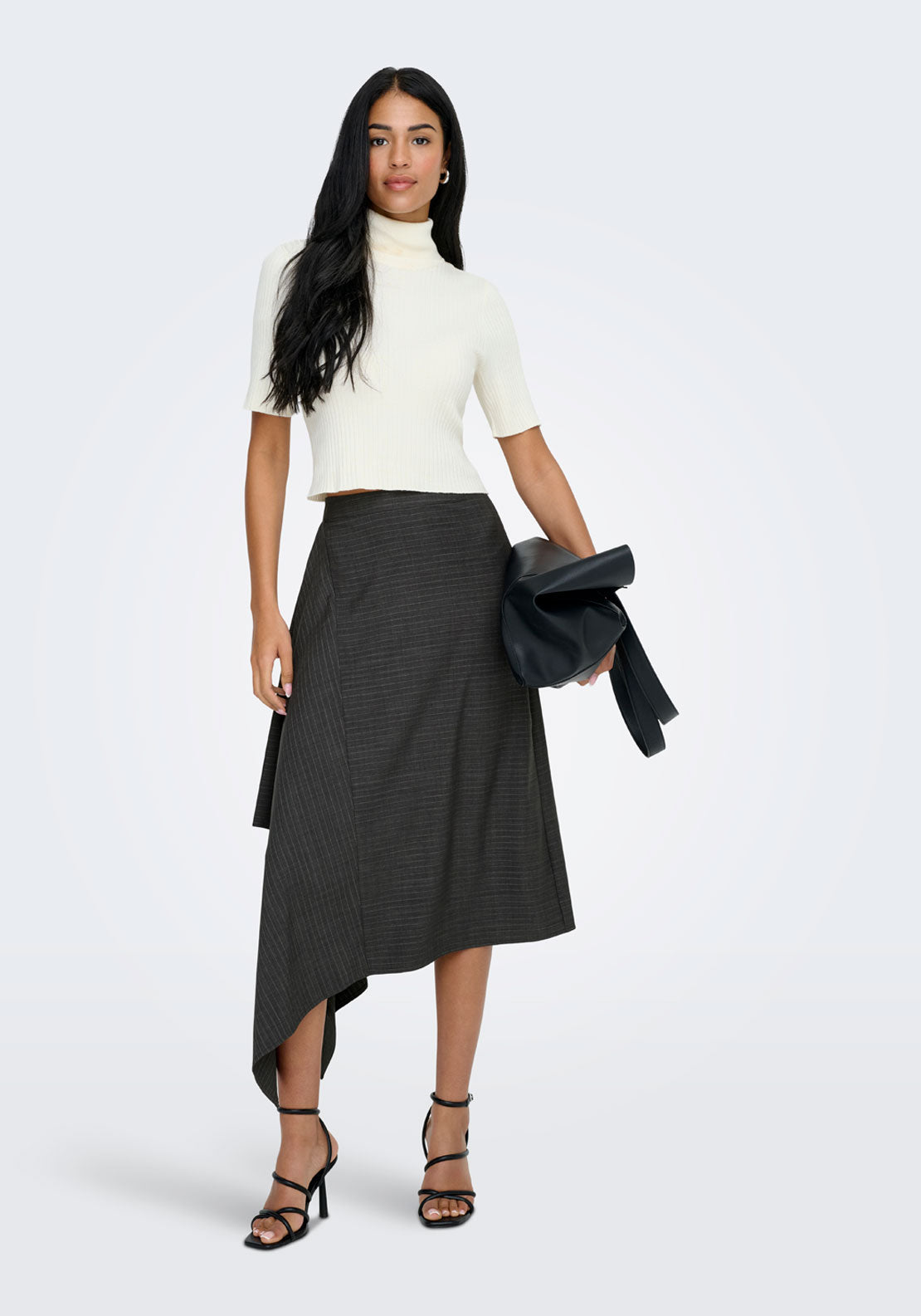 Jdy Ara High Waist Midi Asymmetric Skirt - Grey 5 Shaws Department Stores