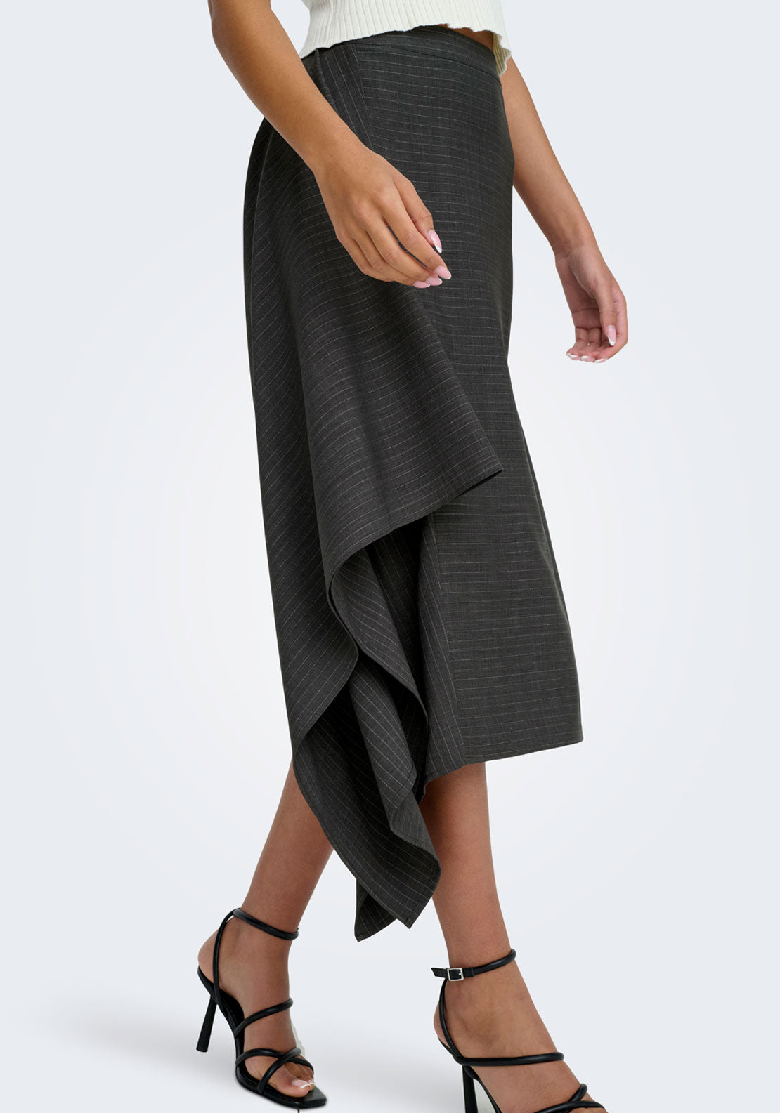 Jdy Ara High Waist Midi Asymmetric Skirt - Grey 3 Shaws Department Stores