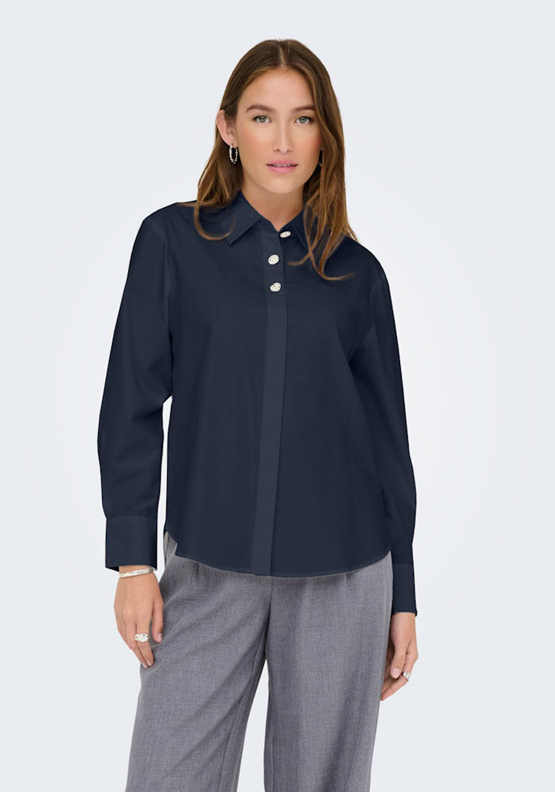 Jdy Long Sleeve Loose Buttoned Shirt - Black 1 Shaws Department Stores