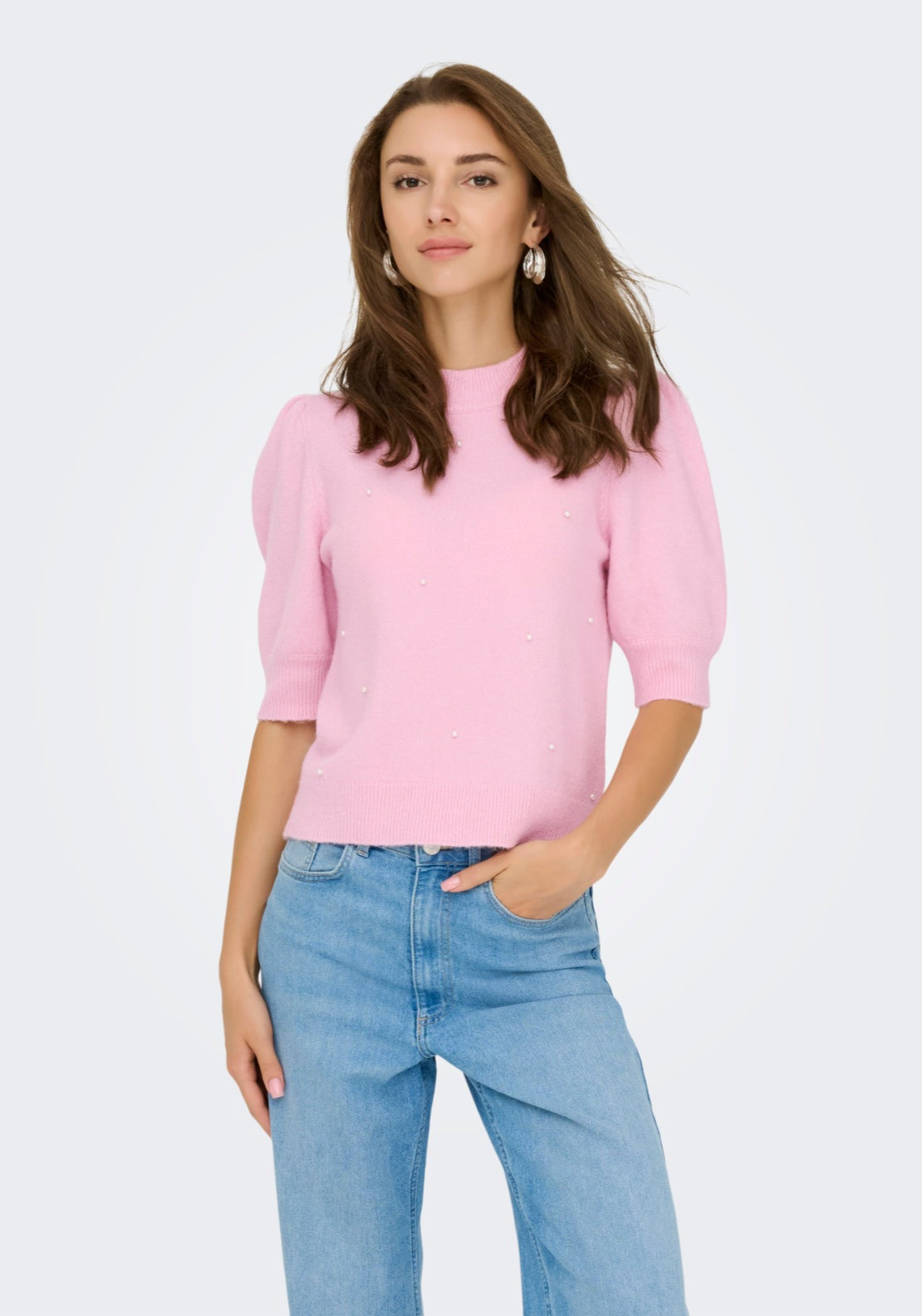 Jdy Rue Life 2/4 Sleeve Pearl Knitwear - Fragrant Lilac/melange 4 Shaws Department Stores