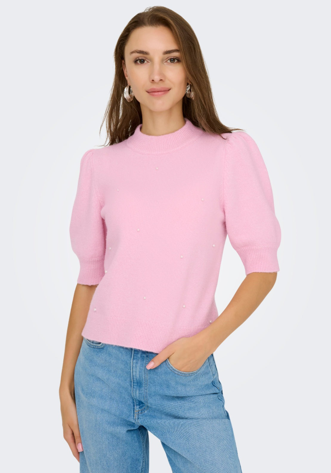 Jdy Rue Life 2/4 Sleeve Pearl Knitwear - Fragrant Lilac/melange 1 Shaws Department Stores