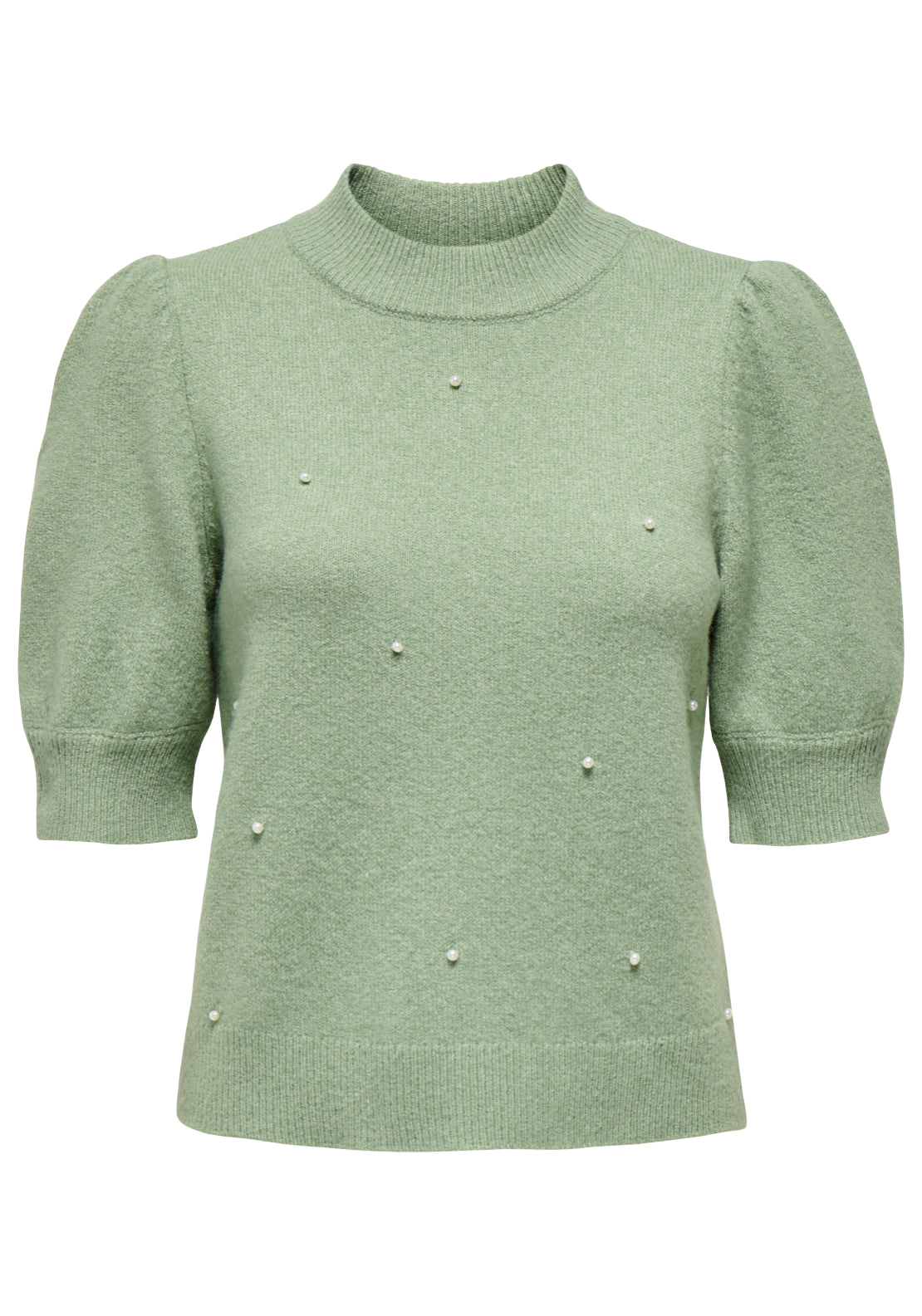 Jdy Rue Life 2/4 Sleeve Pearl Knitwear - Hedge Green/melange 6 Shaws Department Stores