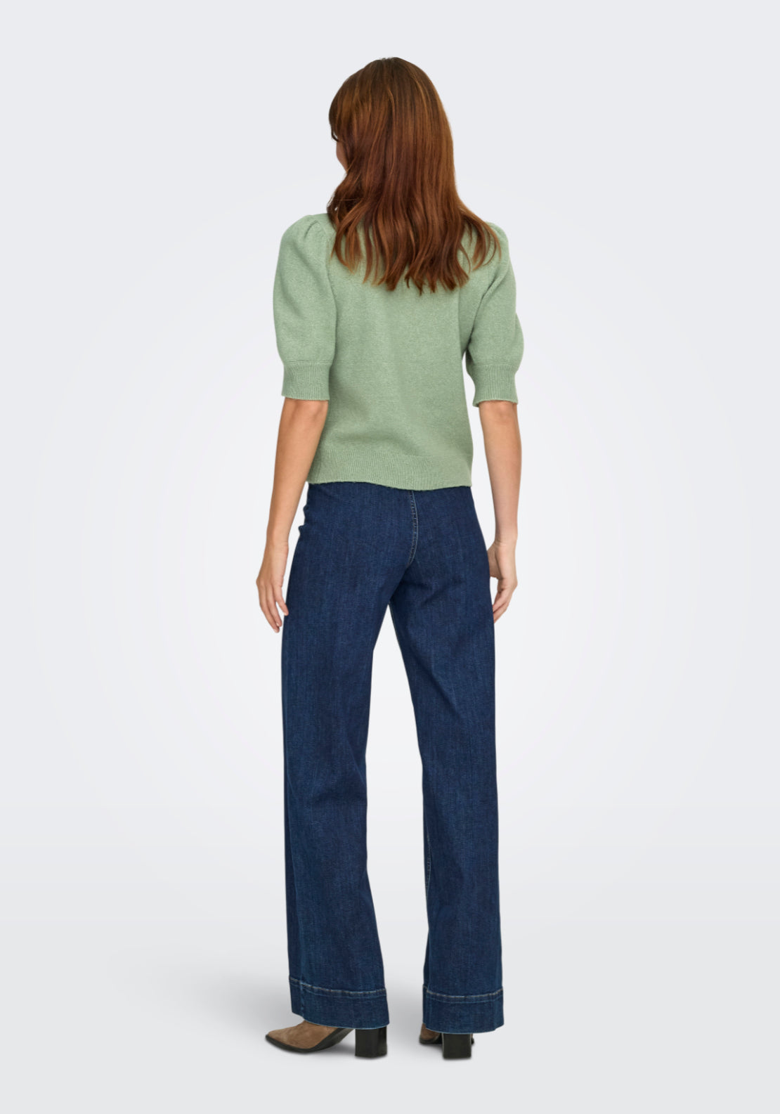 Jdy Rue Life 2/4 Sleeve Pearl Knitwear - Hedge Green/melange 2 Shaws Department Stores
