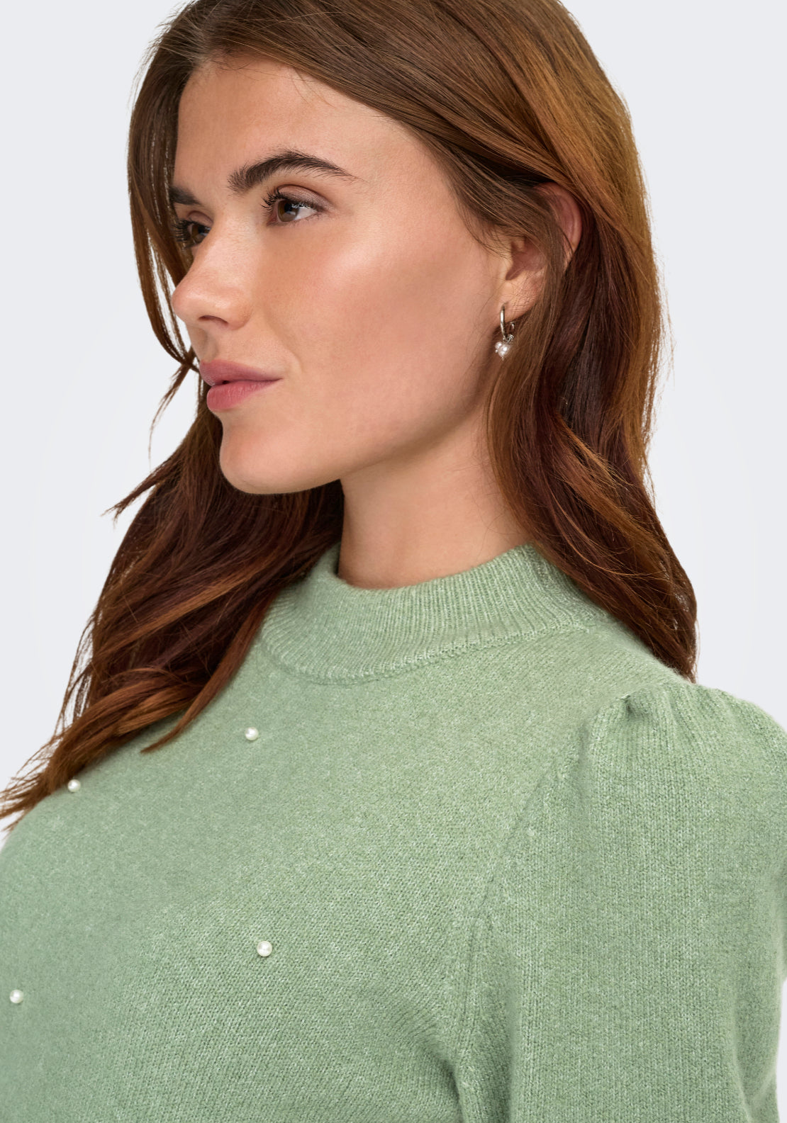 Jdy Rue Life 2/4 Sleeve Pearl Knitwear - Hedge Green/melange 3 Shaws Department Stores