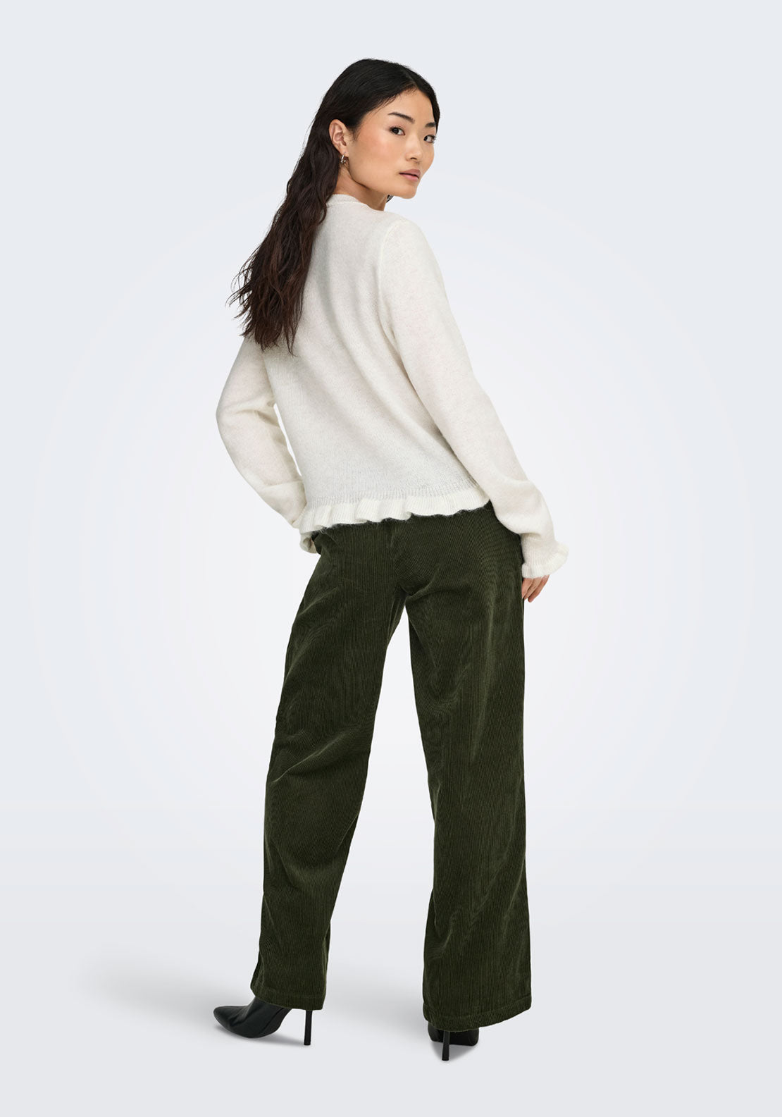 Jdy Letty Long Sleeve On Frill Cardigan - Cloud Dancer Melange 2 Shaws Department Stores