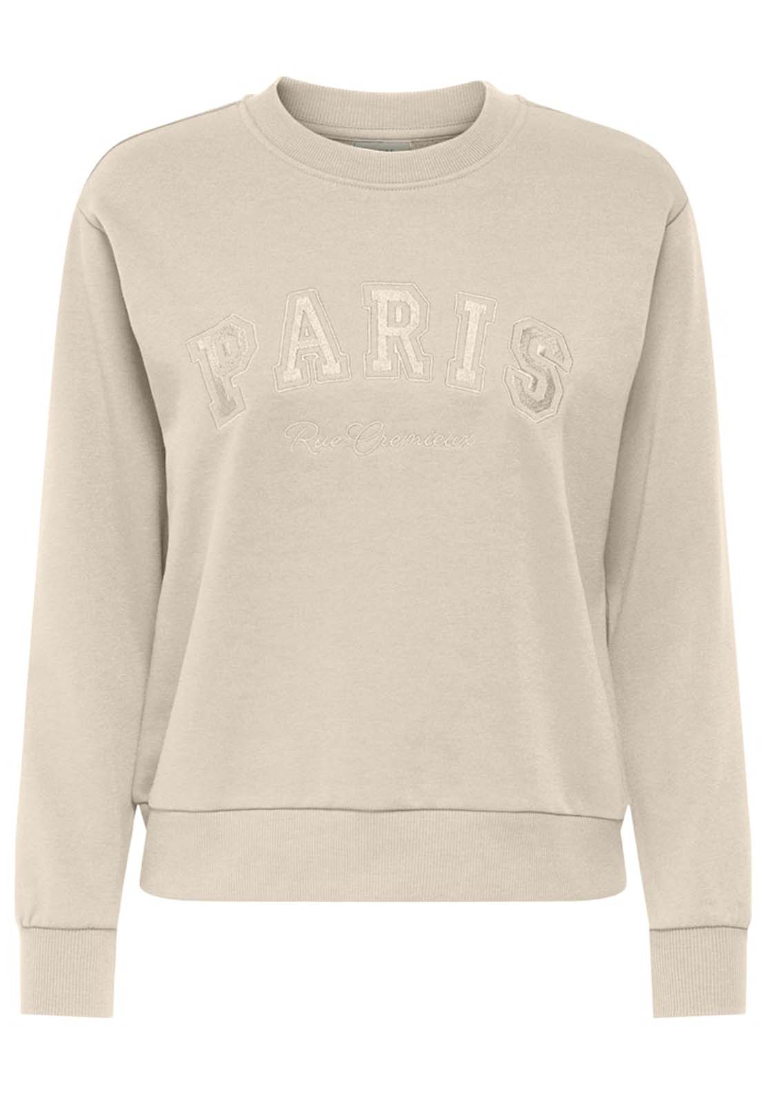 Jdy Long Sleeve Round Neck Sweatshirt - Tapioca Tone In Tone 1 Shaws Department Stores