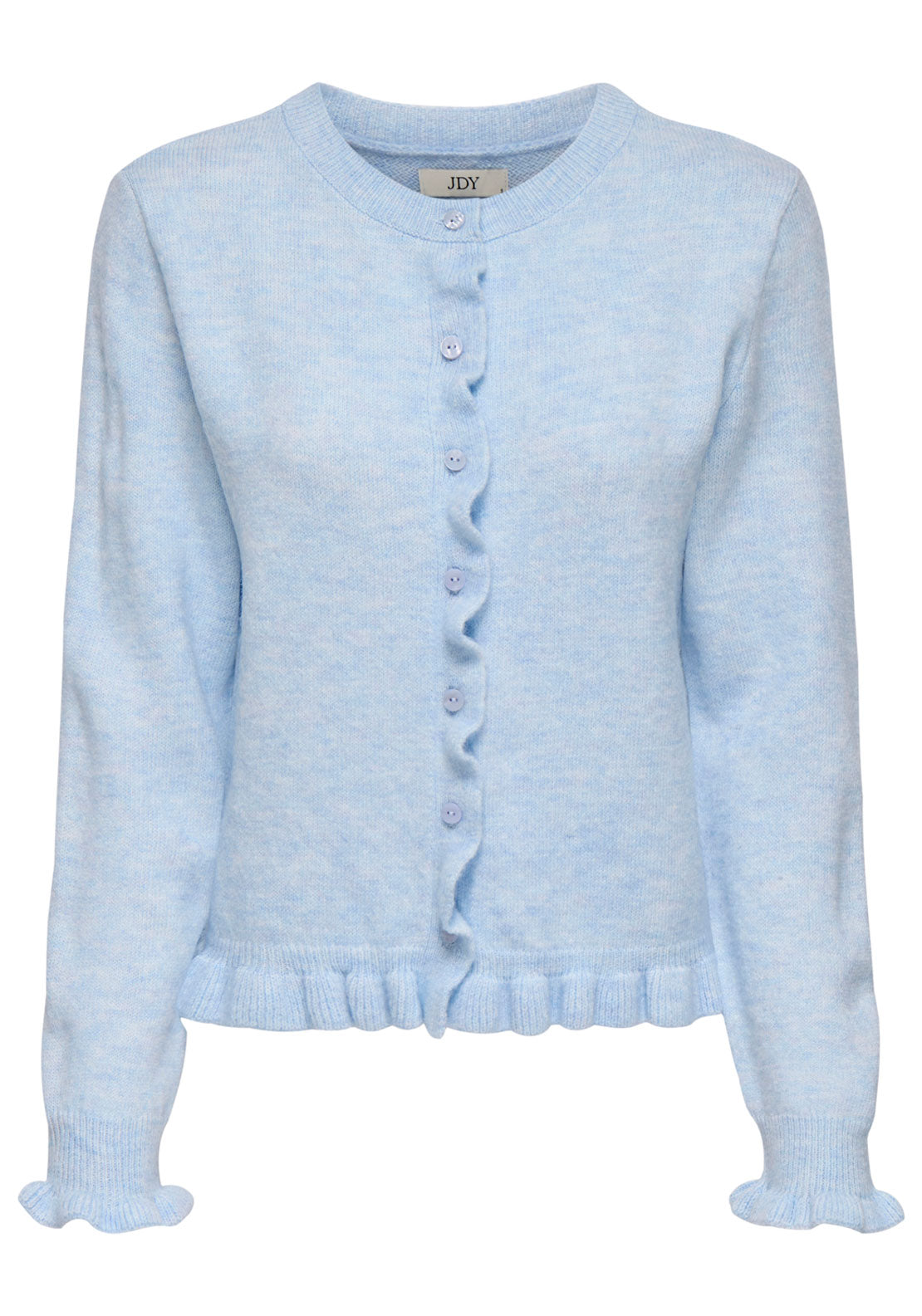 Jdy Letty Long Sleeve On Frill Cardigan - Blue / Grey 6 Shaws Department Stores