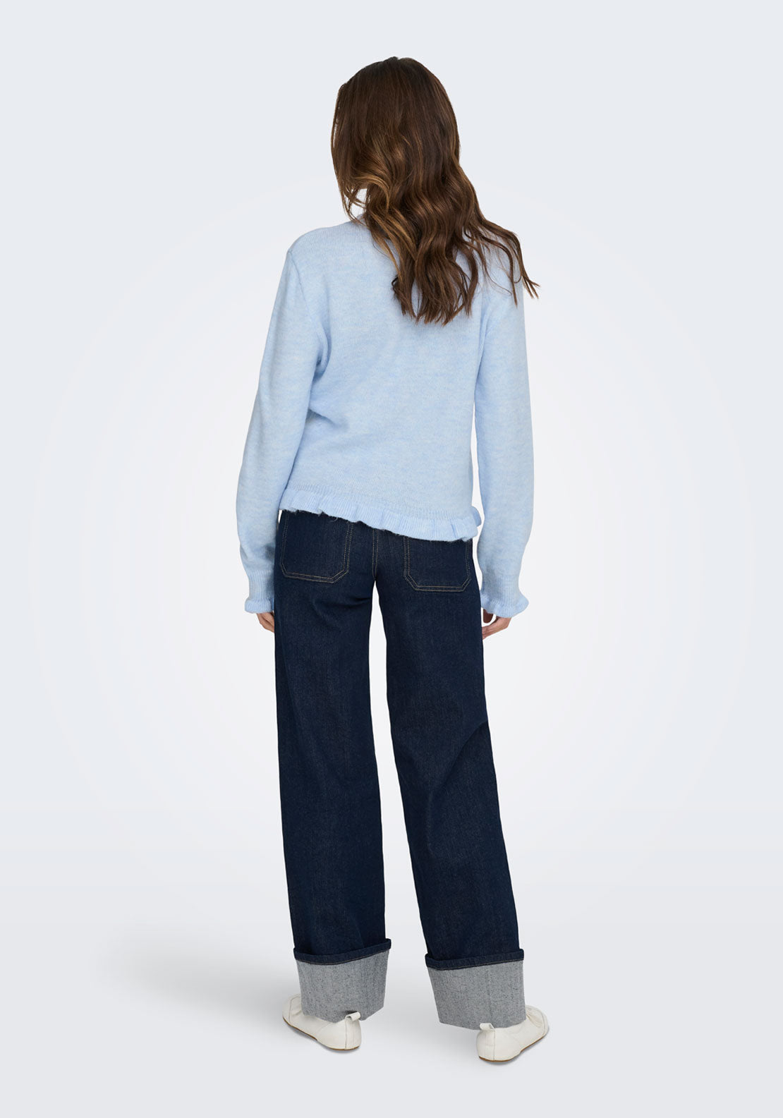 Jdy Letty Long Sleeve On Frill Cardigan - Blue / Grey 2 Shaws Department Stores
